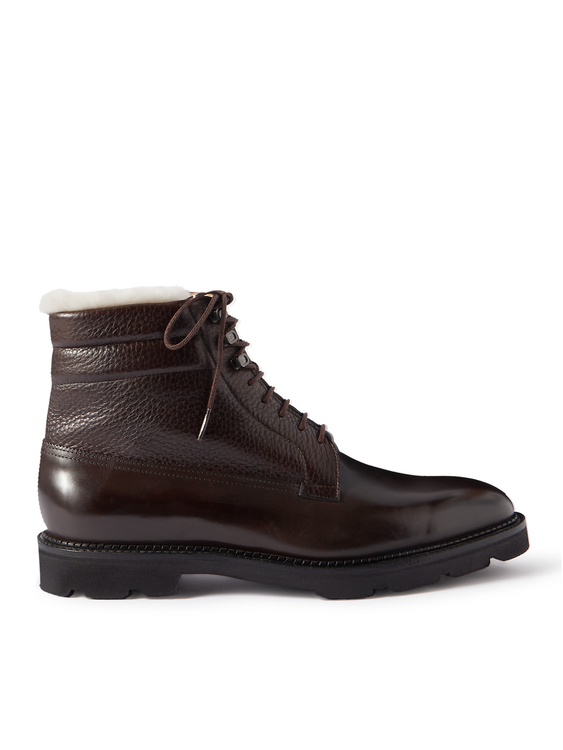 Shop John Lobb Alder Shearling-lined Leather Boots In Brown