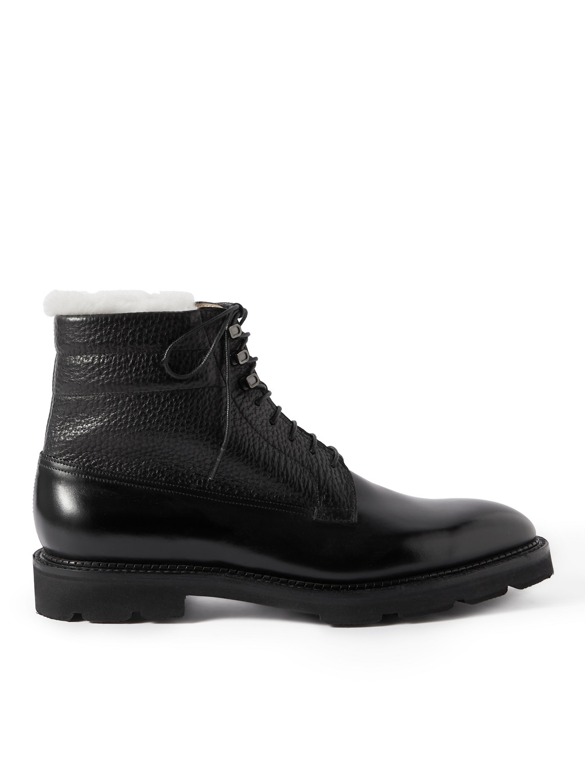 John Lobb Alder Shearling-lined Leather Boots In Black