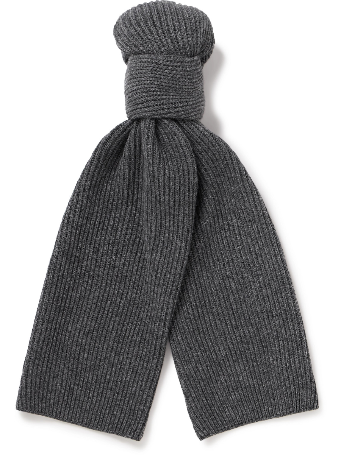 Johnstons Of Elgin Ribbed Cashmere Scarf In Gray