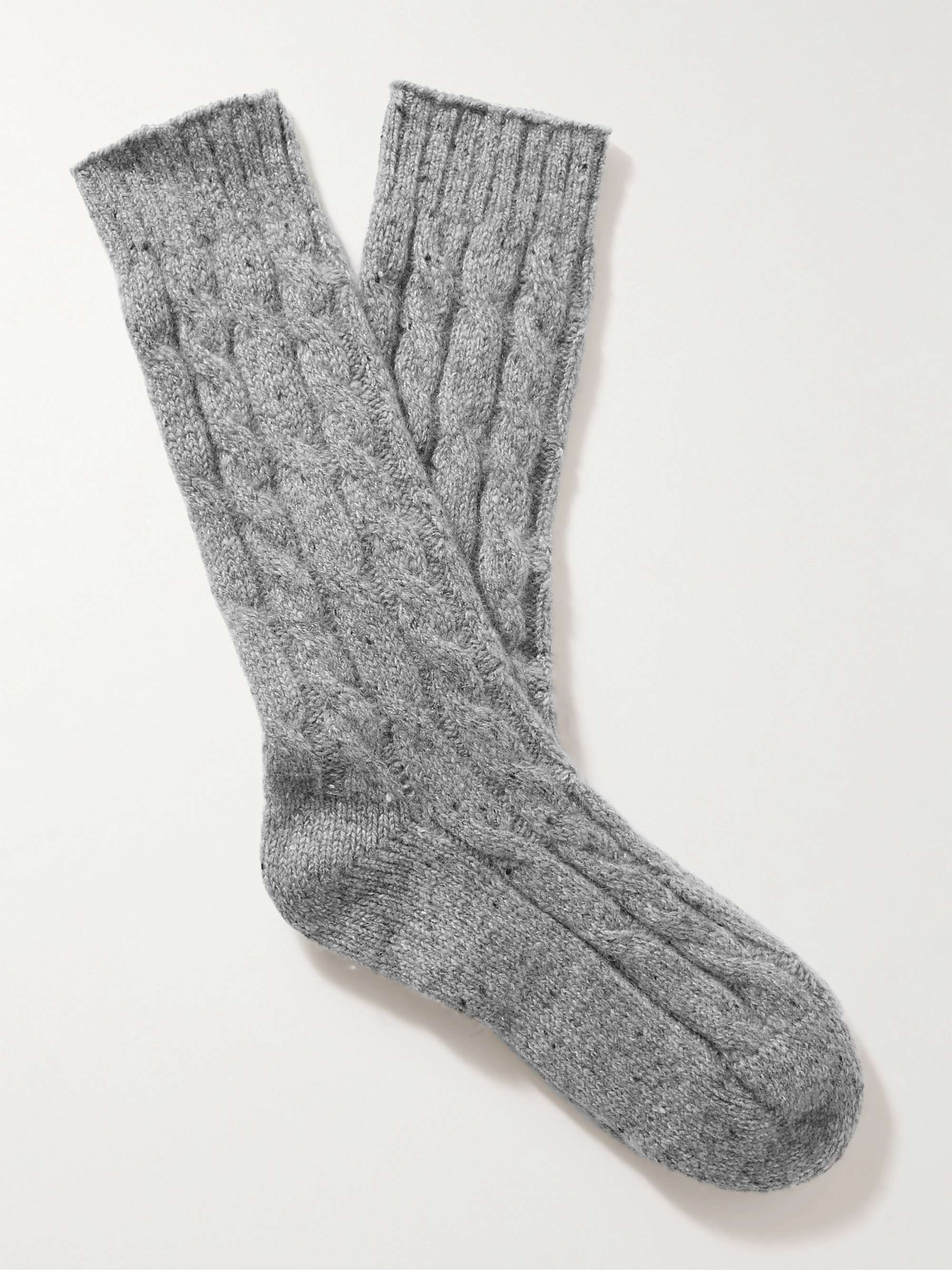 JOHNSTONS OF ELGIN Cable-Knit Donegal Cashmere-Blend Socks for Men | MR ...