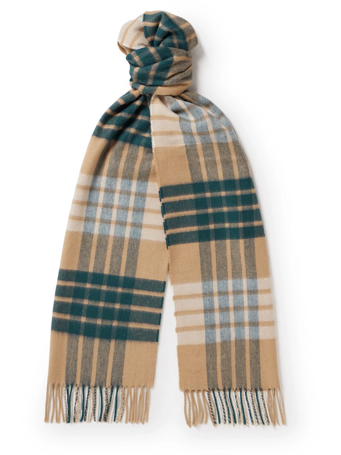 Johnstons Of Elgin Fringed Checked Wool Scarf In Neutrals