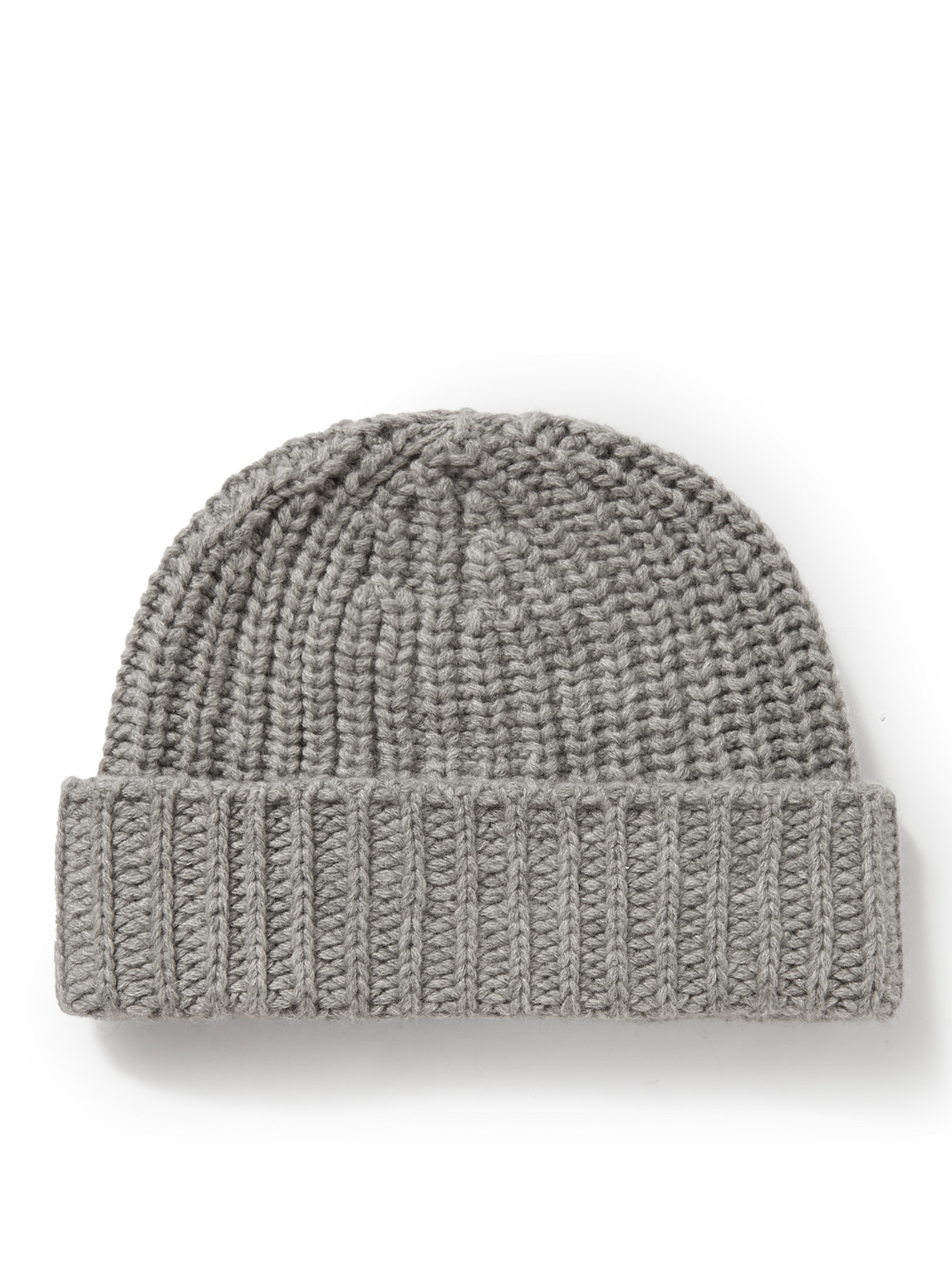Shop Johnstons Of Elgin Ribbed Cashmere Beanie In Gray