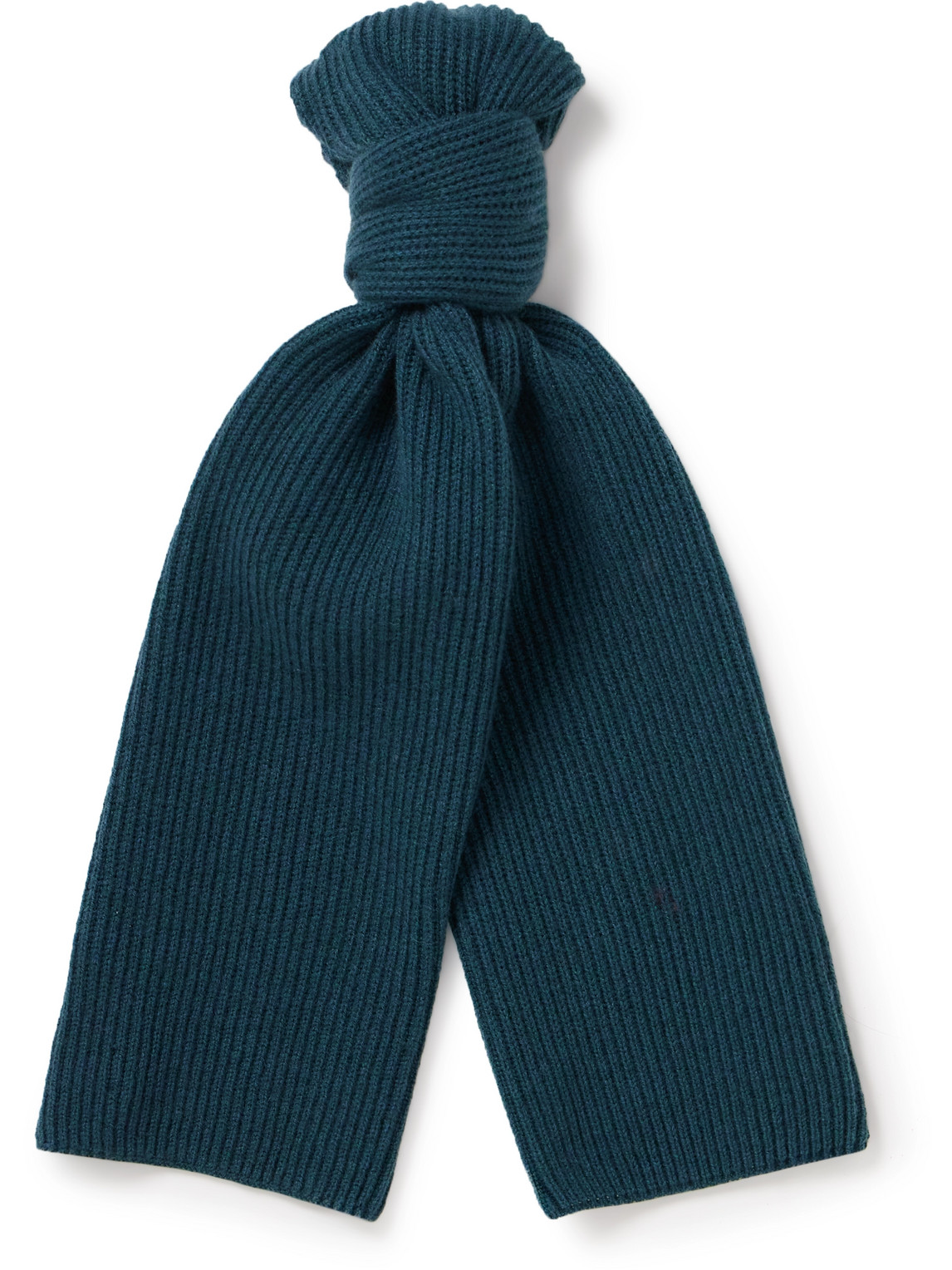 Johnstons Of Elgin Ribbed Cashmere Scarf In Blue