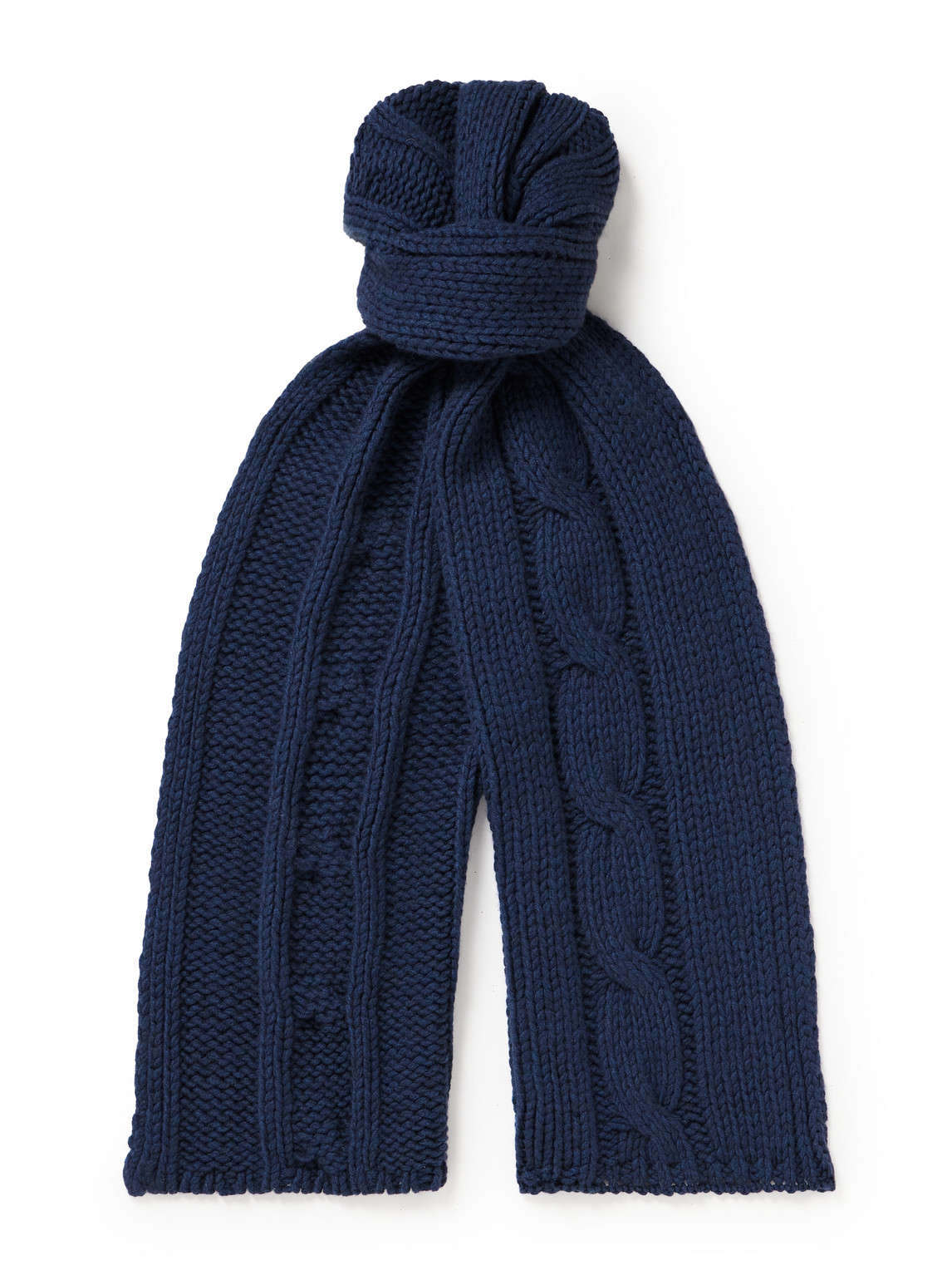 Johnstons Of Elgin Cable-knit Cashmere Scarf In Blue