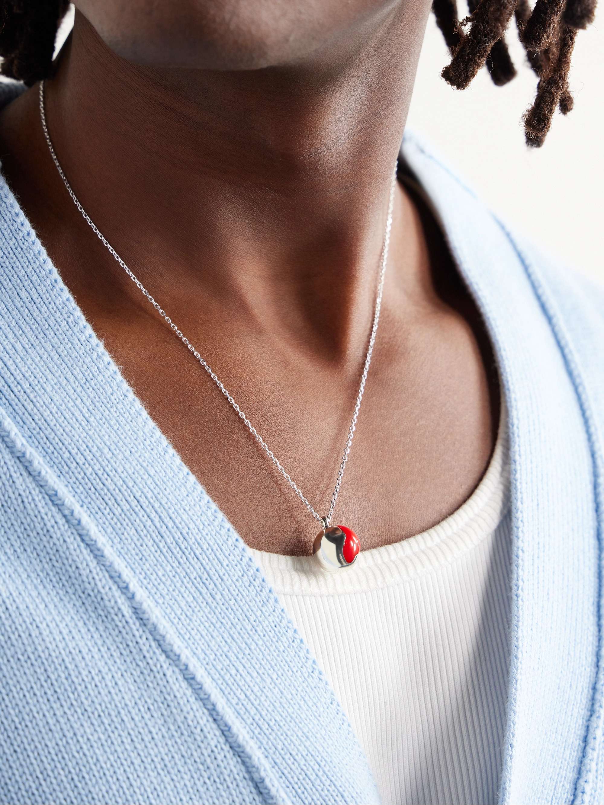 ELLIE MERCER Sterling Silver Resin Pendant Necklace for Men MR