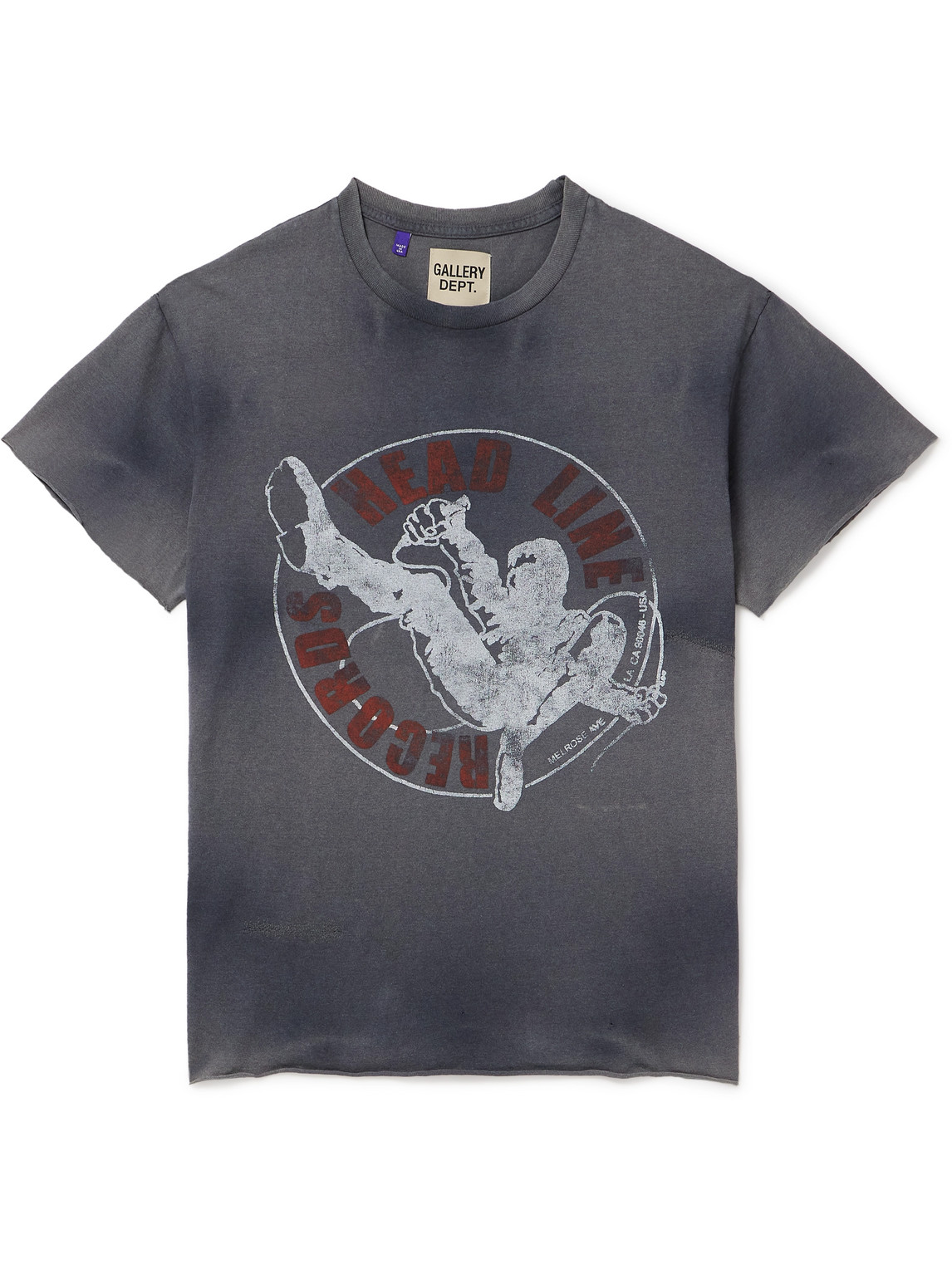 Gallery Dept. Headline Records Distressed Printed Glittered Cotton-jersey T-shirt In Black