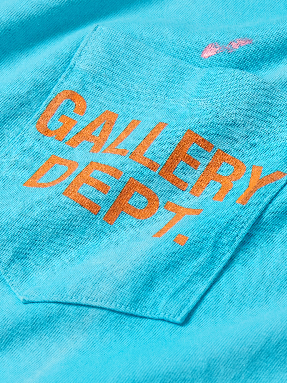 Shop Gallery Dept. Vintage Logo-print Paint-splattered Cotton-jersey T-shirt In Blue