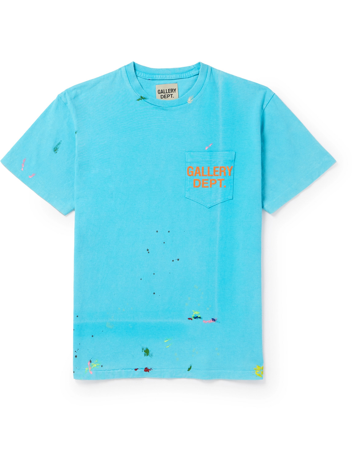 Shop Gallery Dept. Vintage Logo-print Paint-splattered Cotton-jersey T-shirt In Blue