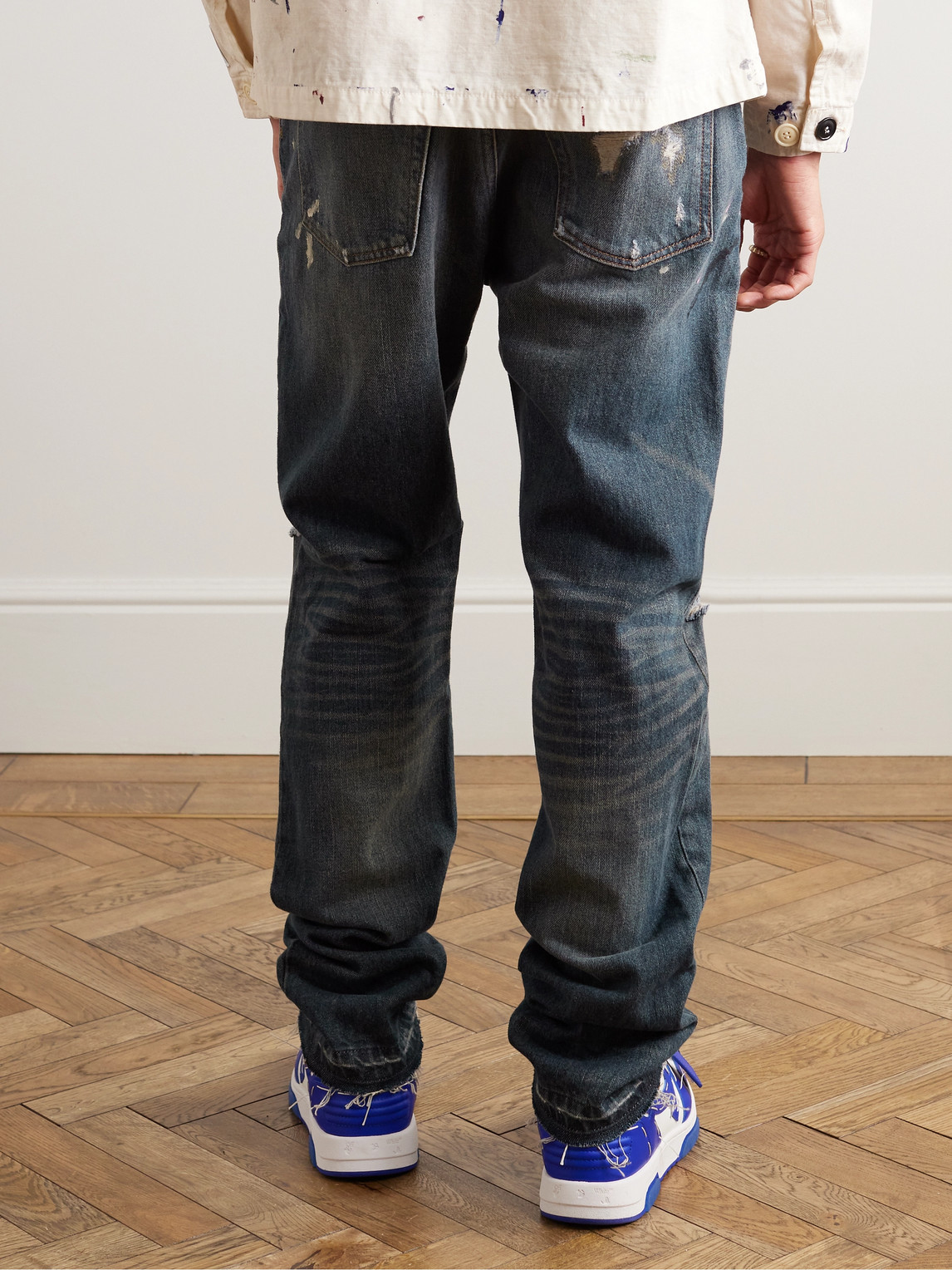 Shop Gallery Dept. Starr 5001 Straight-leg Paint-splattered Distressed Jeans In Black