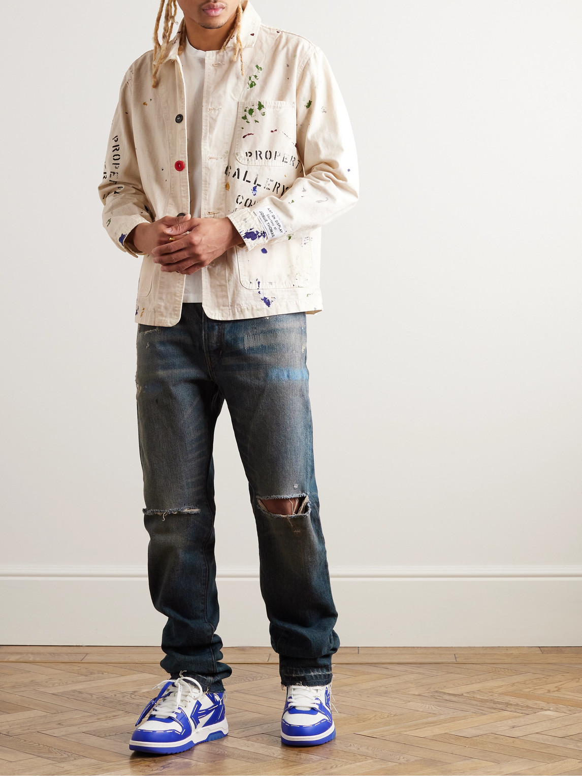 Shop Gallery Dept. Starr 5001 Straight-leg Paint-splattered Distressed Jeans In Black