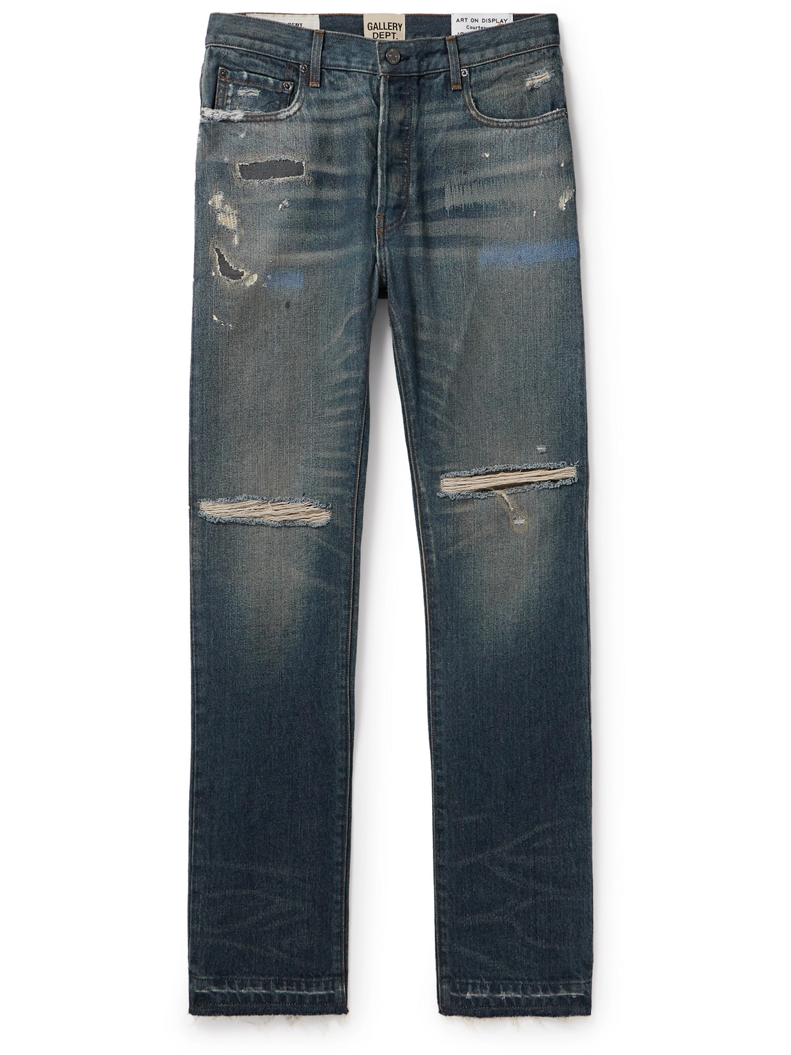 Shop Gallery Dept. Starr 5001 Straight-leg Paint-splattered Distressed Jeans In Black