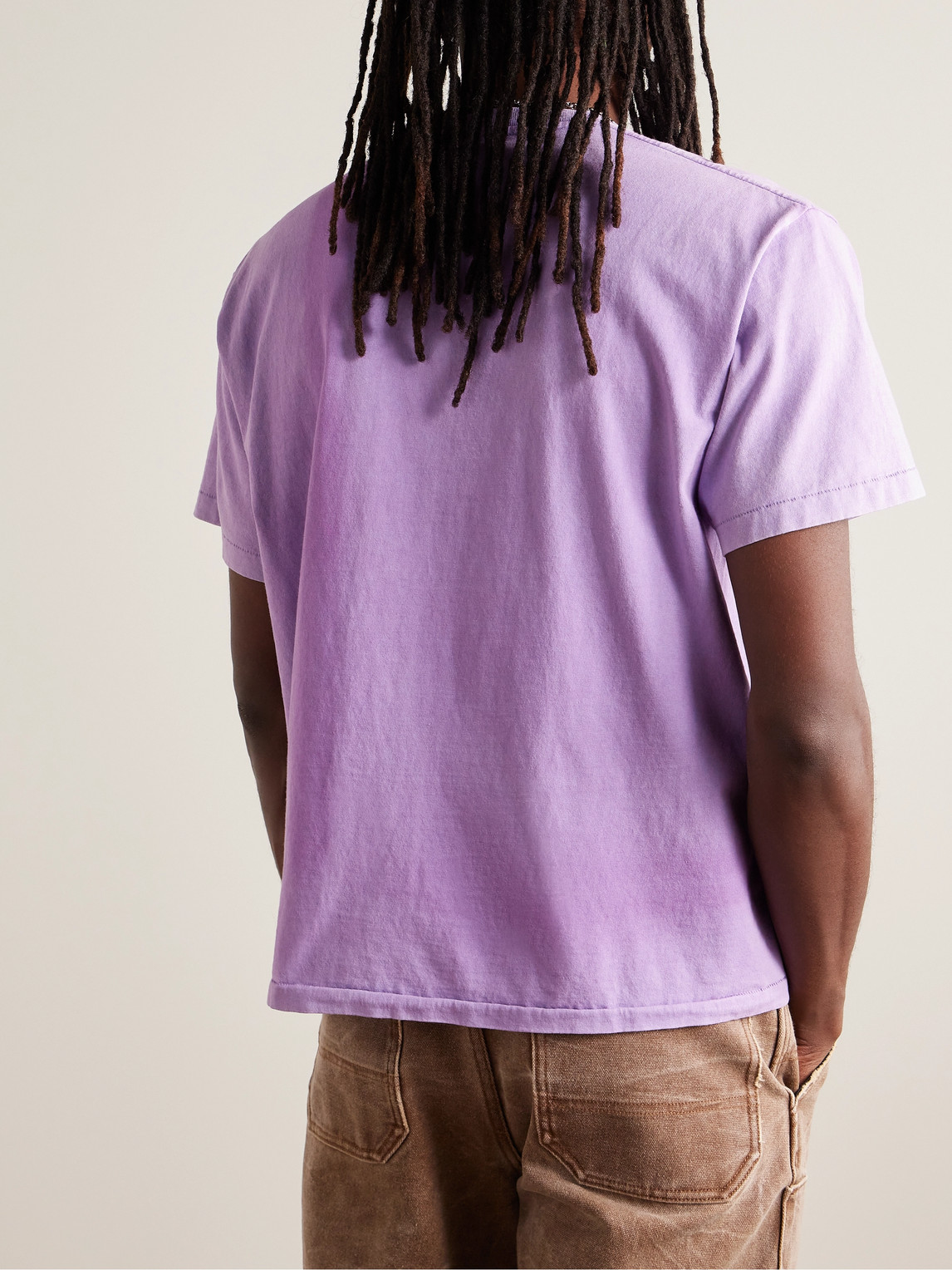 Shop Gallery Dept. Logo-print Paint-splattered Cotton-jersey T-shirt In Purple