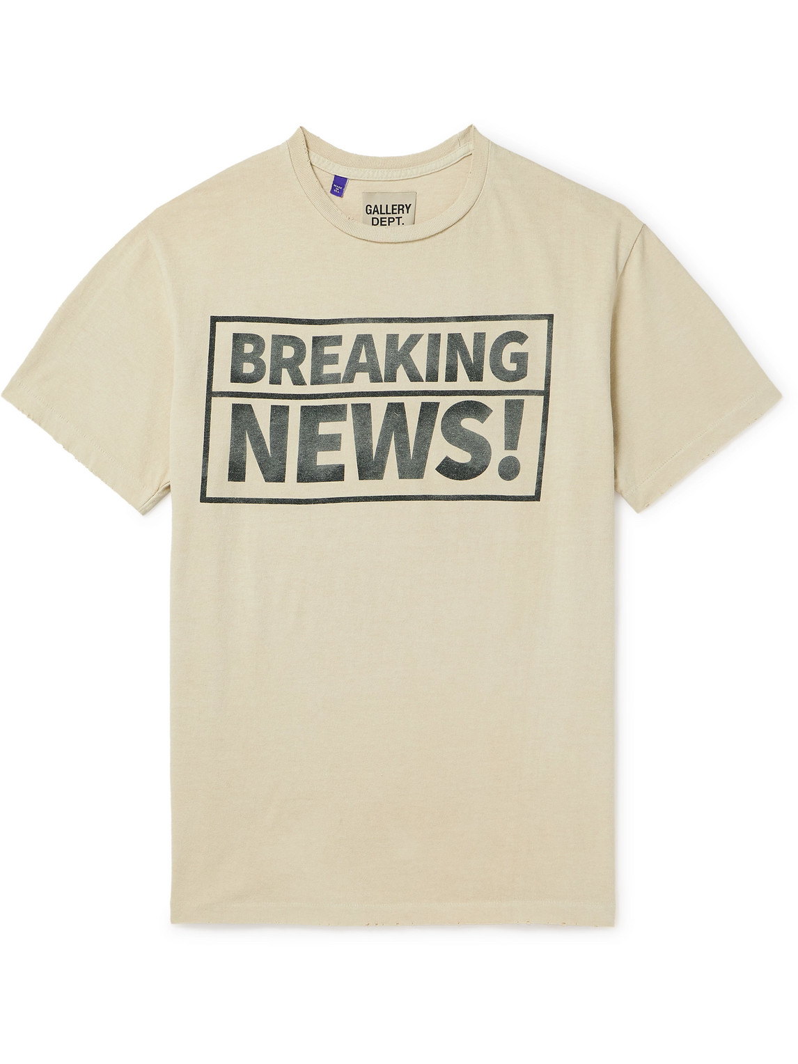 Gallery Dept. Breaking News Distressed Printed Cotton-jersey T-shirt In Neutrals