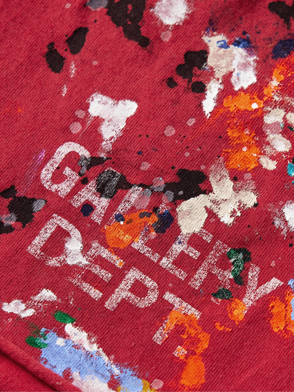 Shop Gallery Dept. Insomnia Straight-leg Logo-print Paint-splattered Cotton-jersey Shorts In Red