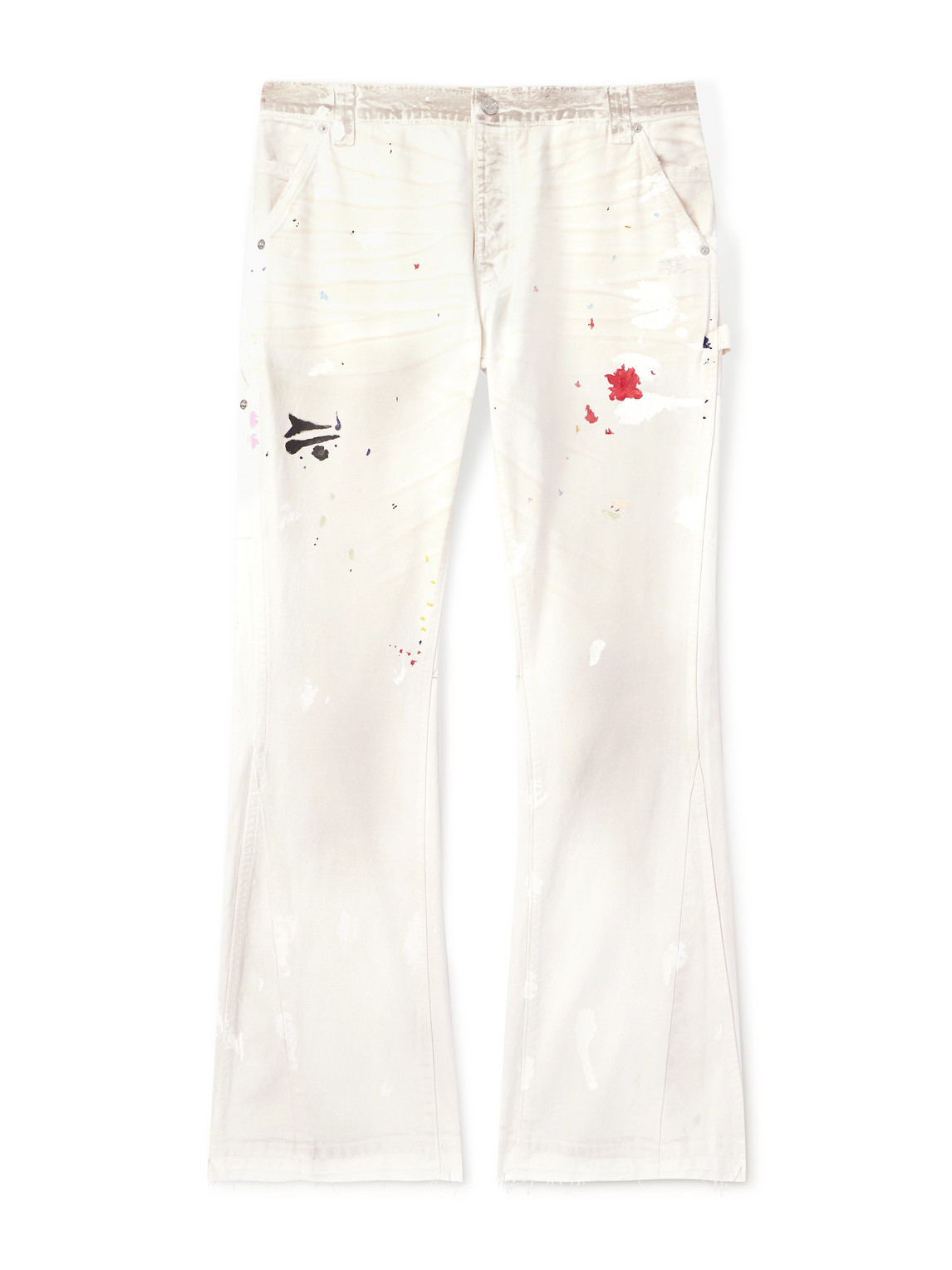 Gallery Dept. Carpenter Straight-leg Distressed Paint-splattered Jeans In Neutrals
