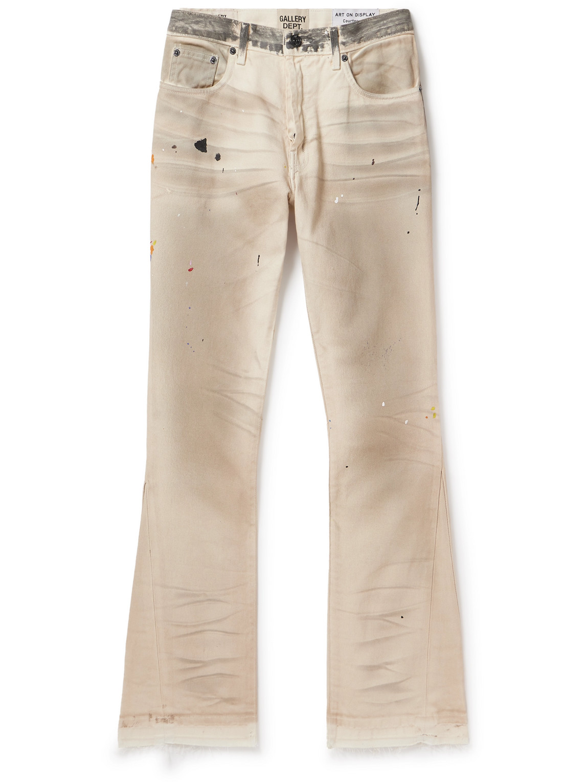 Gallery Dept. Hollywood Flared Distressed Paint-splattered Jeans In Neutrals