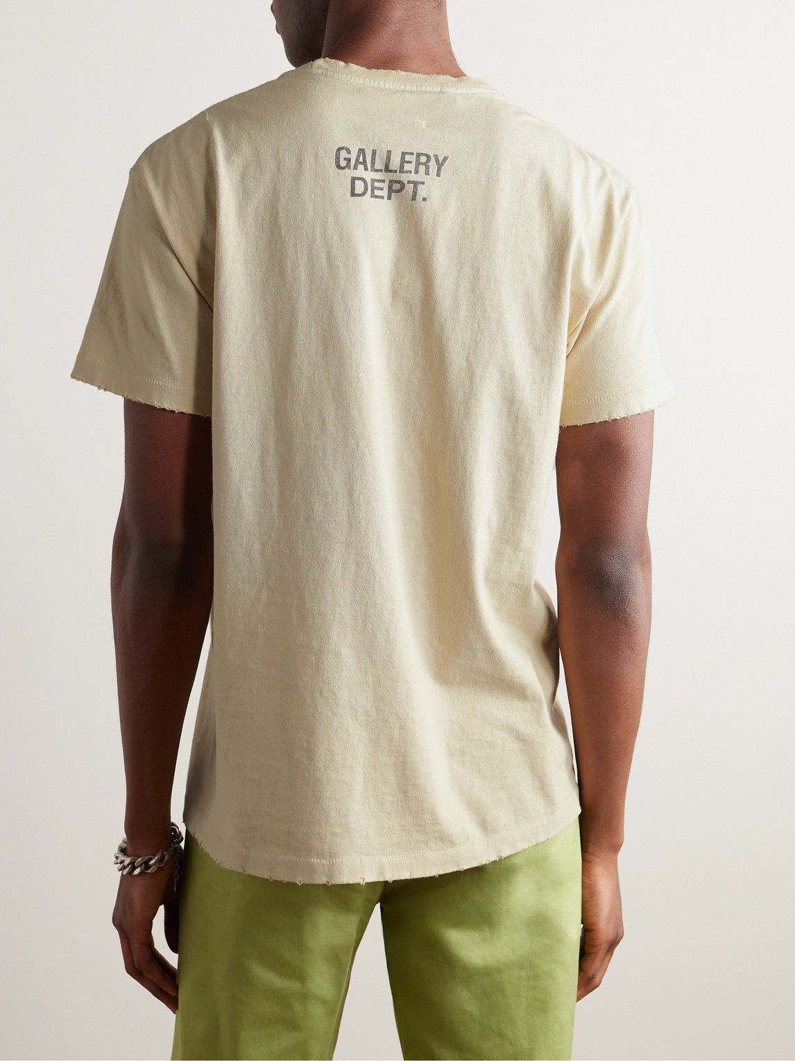Shop Gallery Dept. Boring Distressed Printed Cotton-jersey T-shirt In Neutrals