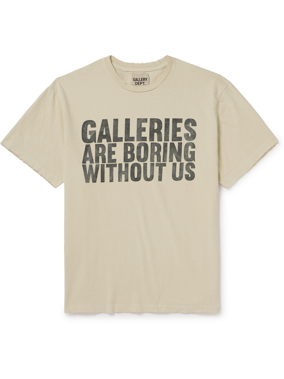 Shop Gallery Dept. Boring Distressed Printed Cotton-jersey T-shirt In Neutrals
