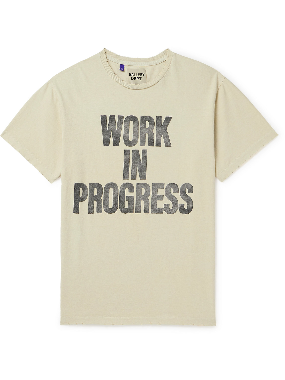 Gallery Dept. Work In Progress Distressed Printed Cotton-jersey T-shirt In Neutrals