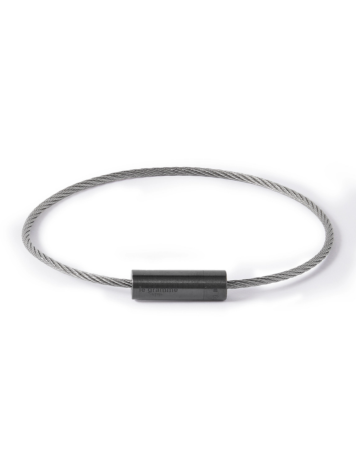 Le Gramme 5g Brushed Recycled Sterling Silver And Ceramic Bracelet In Black