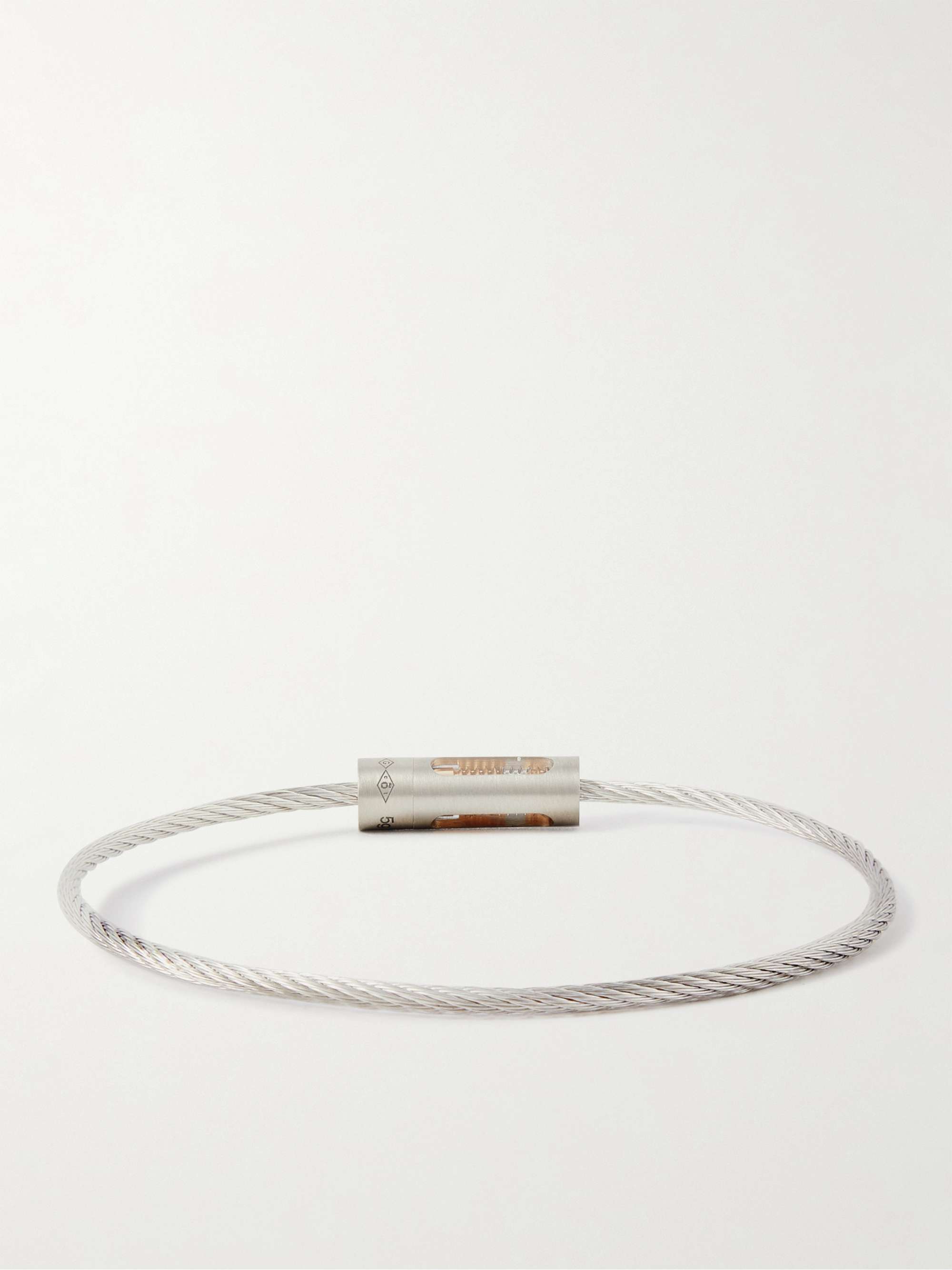 LE GRAMME Bracciale in argento sterling riciclato spazzolato, titanio e oro 18 carati 5g