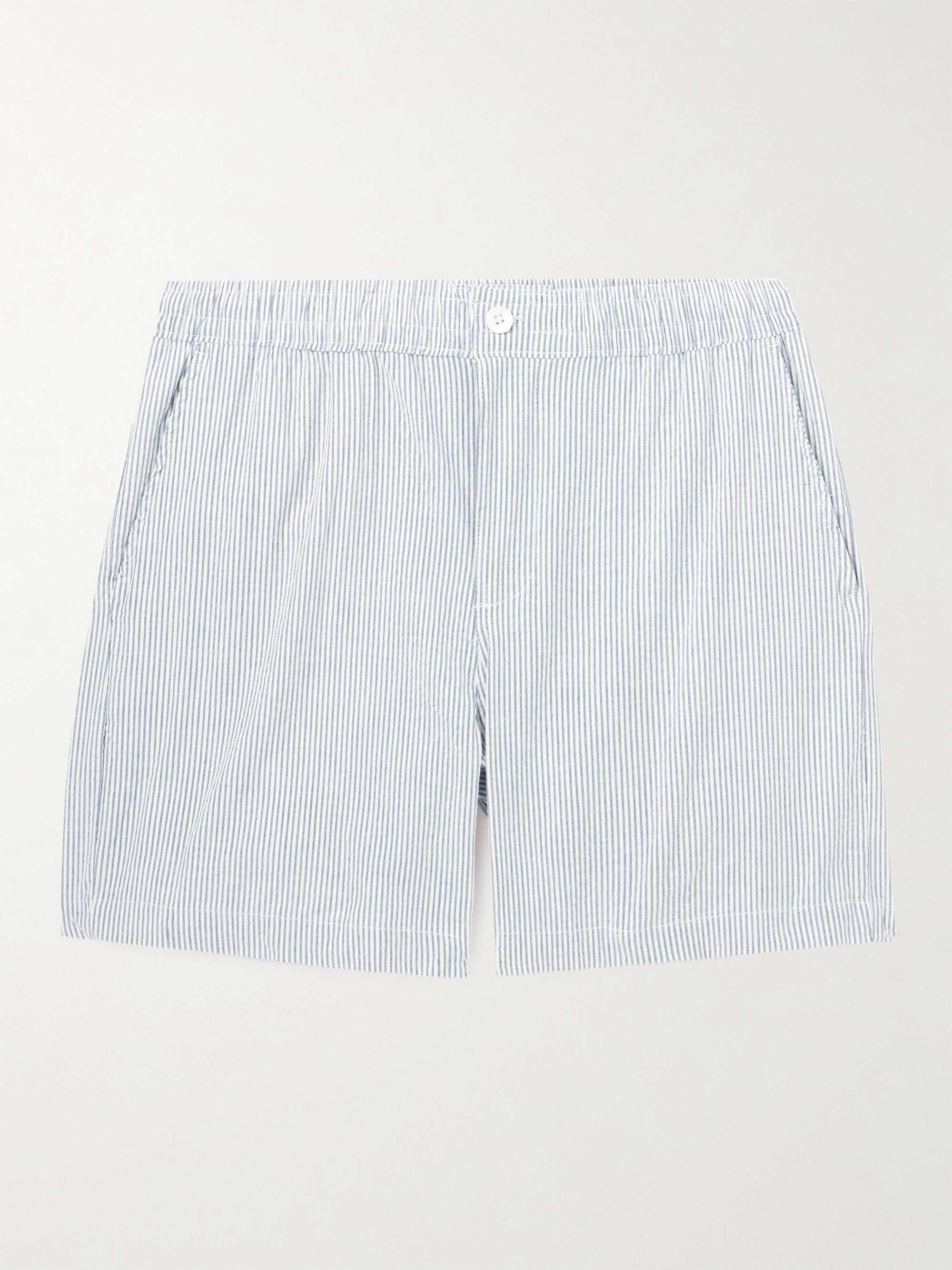 Straight-Leg Striped Stretch-Cotton Seersucker Shorts