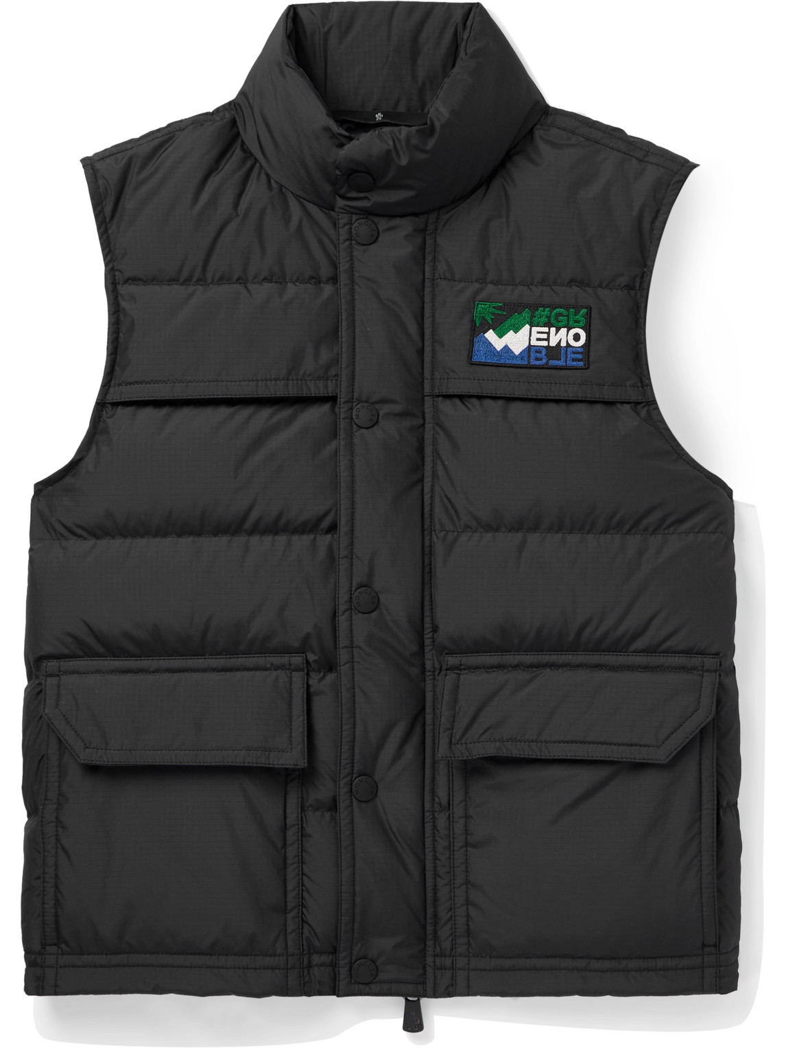 Moncler Arpasson Logo-appliquéd Padded Recycled-ripstop Down Gilet In Black