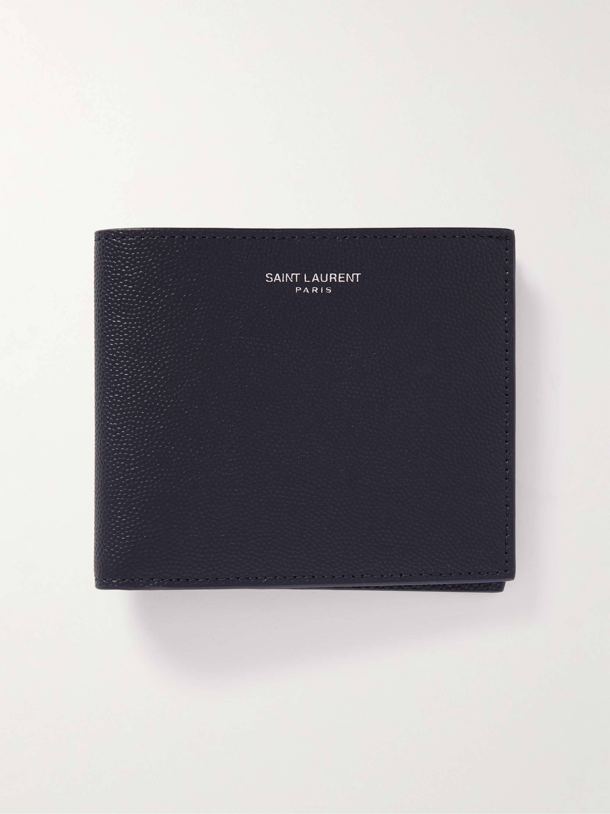 SAINT LAURENT Logo-Print Pebble-Grain Leather Billfold Wallet for Men