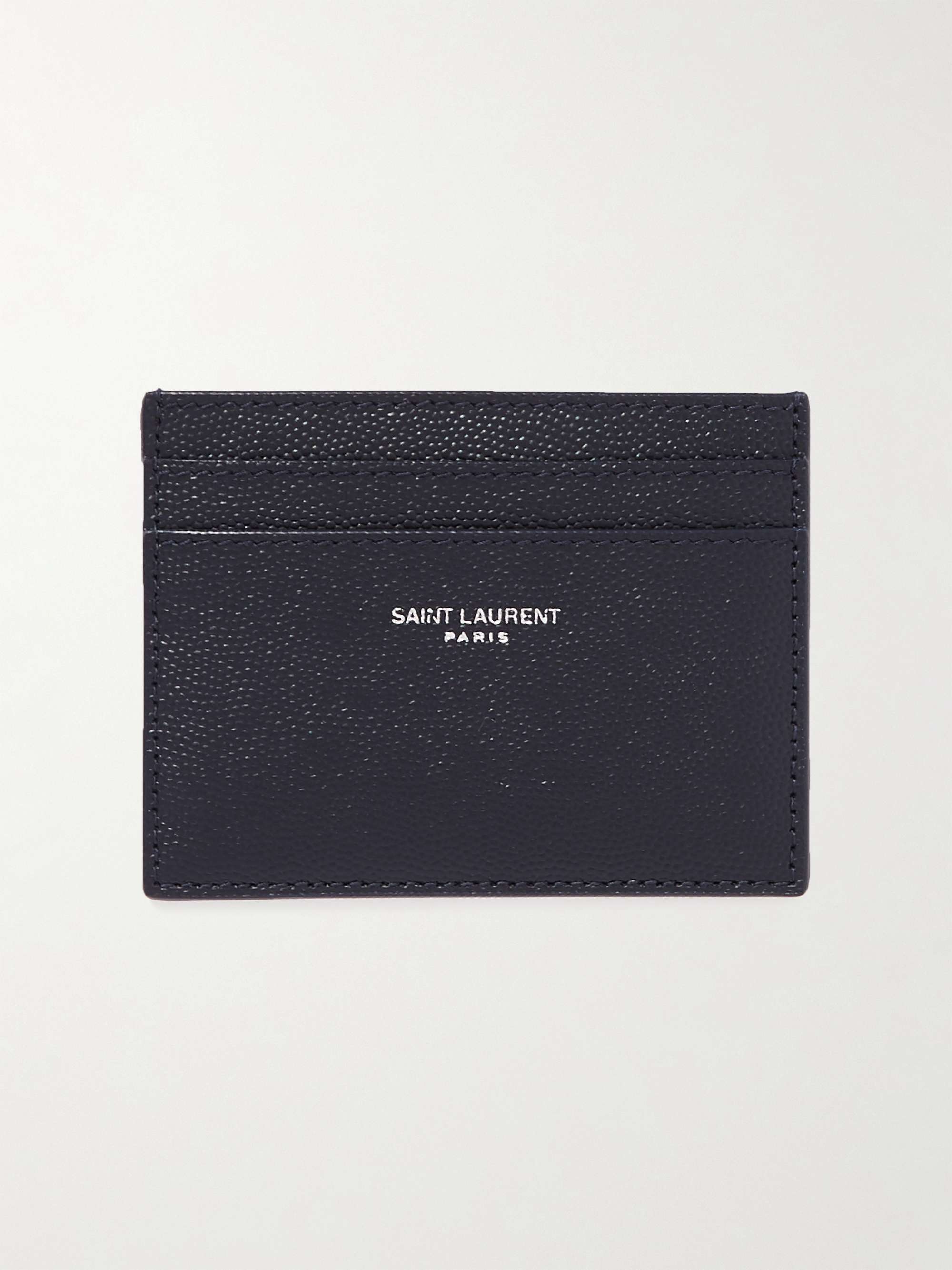 SAINT LAURENT Logo-Print Pebble-Grain Leather Cardholder for Men | MR ...