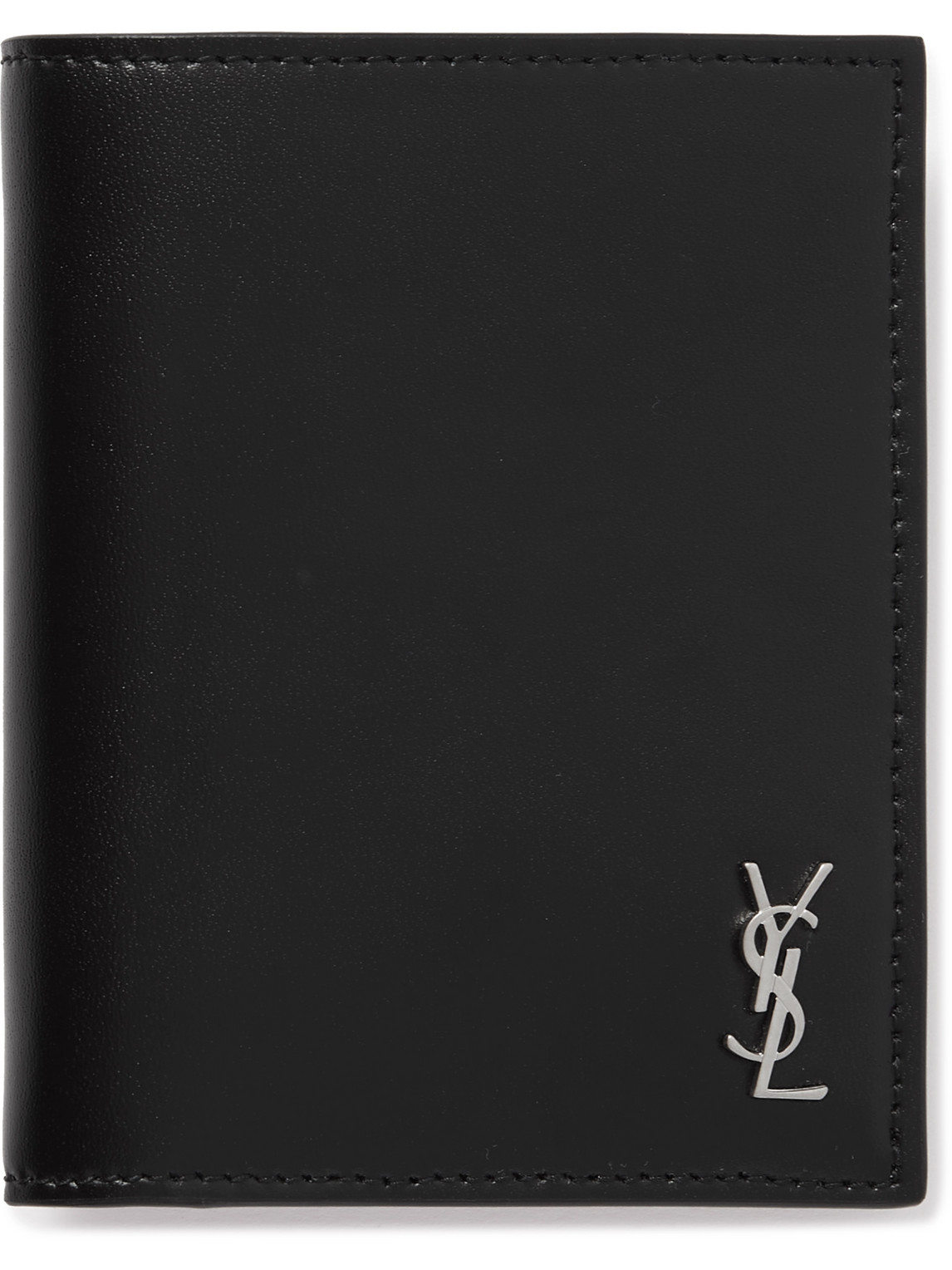 Saint Laurent Cassandre Logo-embossed Leather Billfold Wallet In Black
