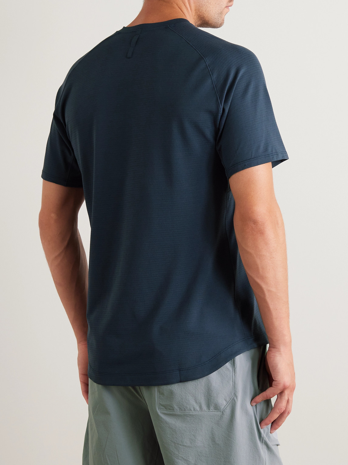 Lululemon Drysense Striped Stretch Recycled-jersey T-shirt In Blue