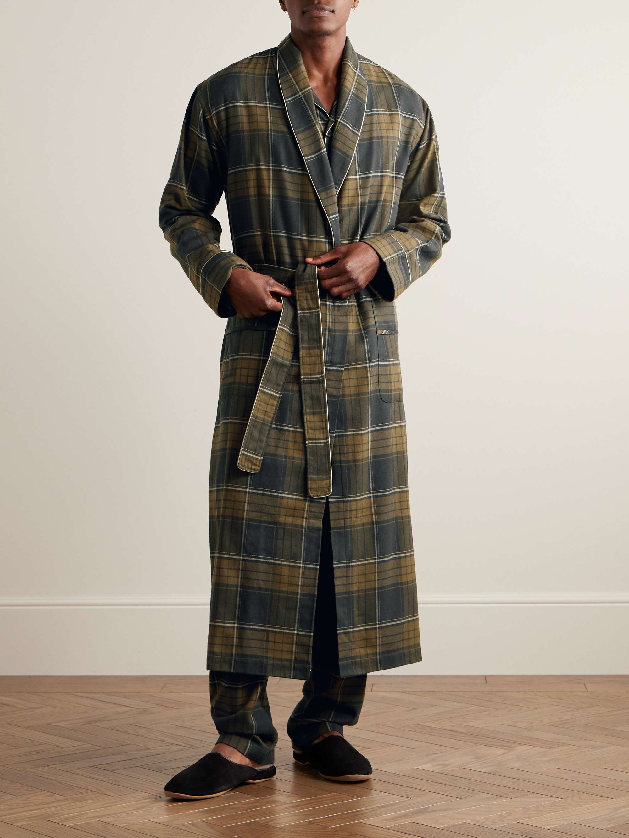 ZIMMERLI Checked Cotton and Wool-Blend Flannel Robe for Men