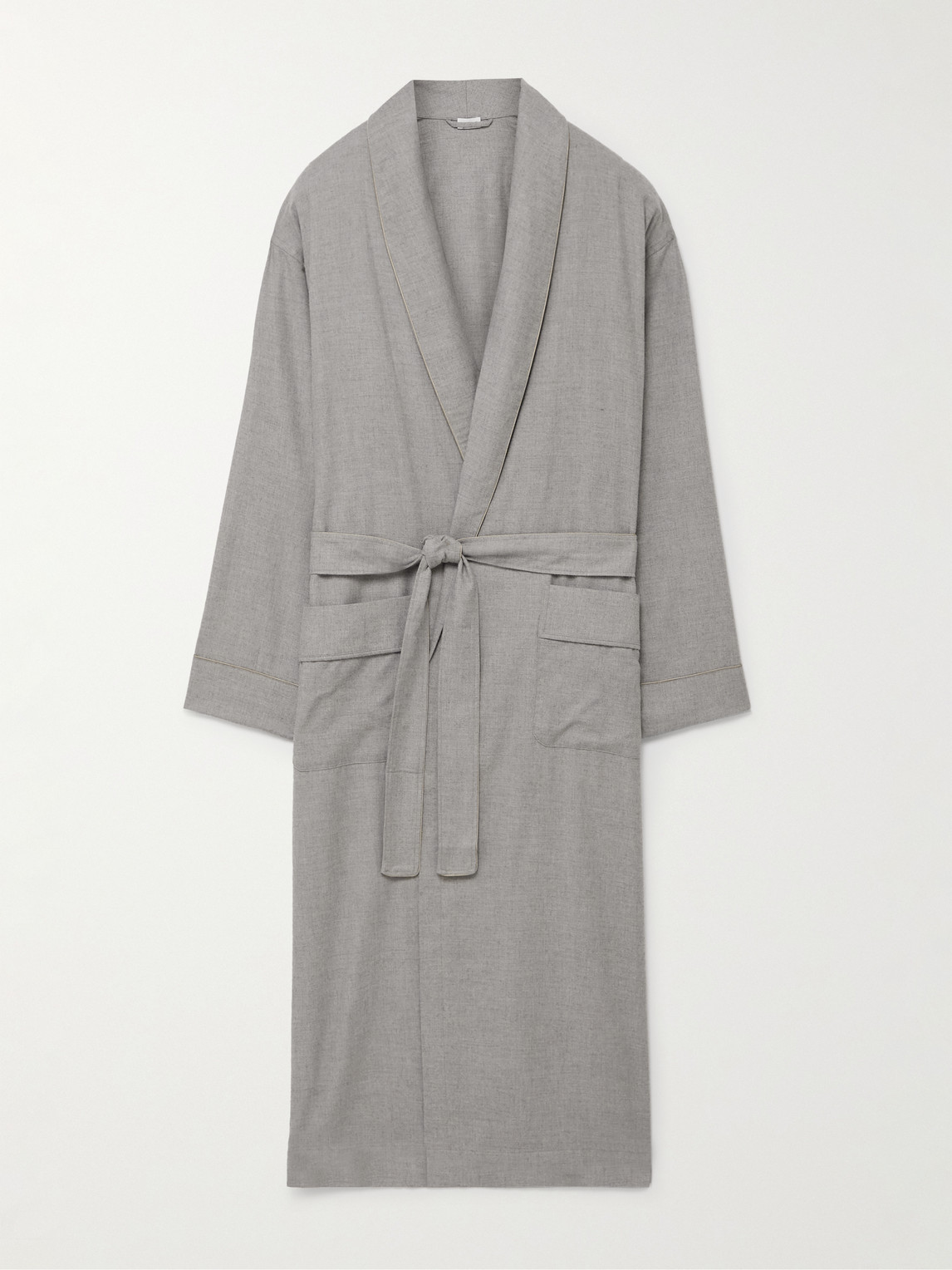 Zimmerli Cotton And Wool-blend Flannel Robe In Grey