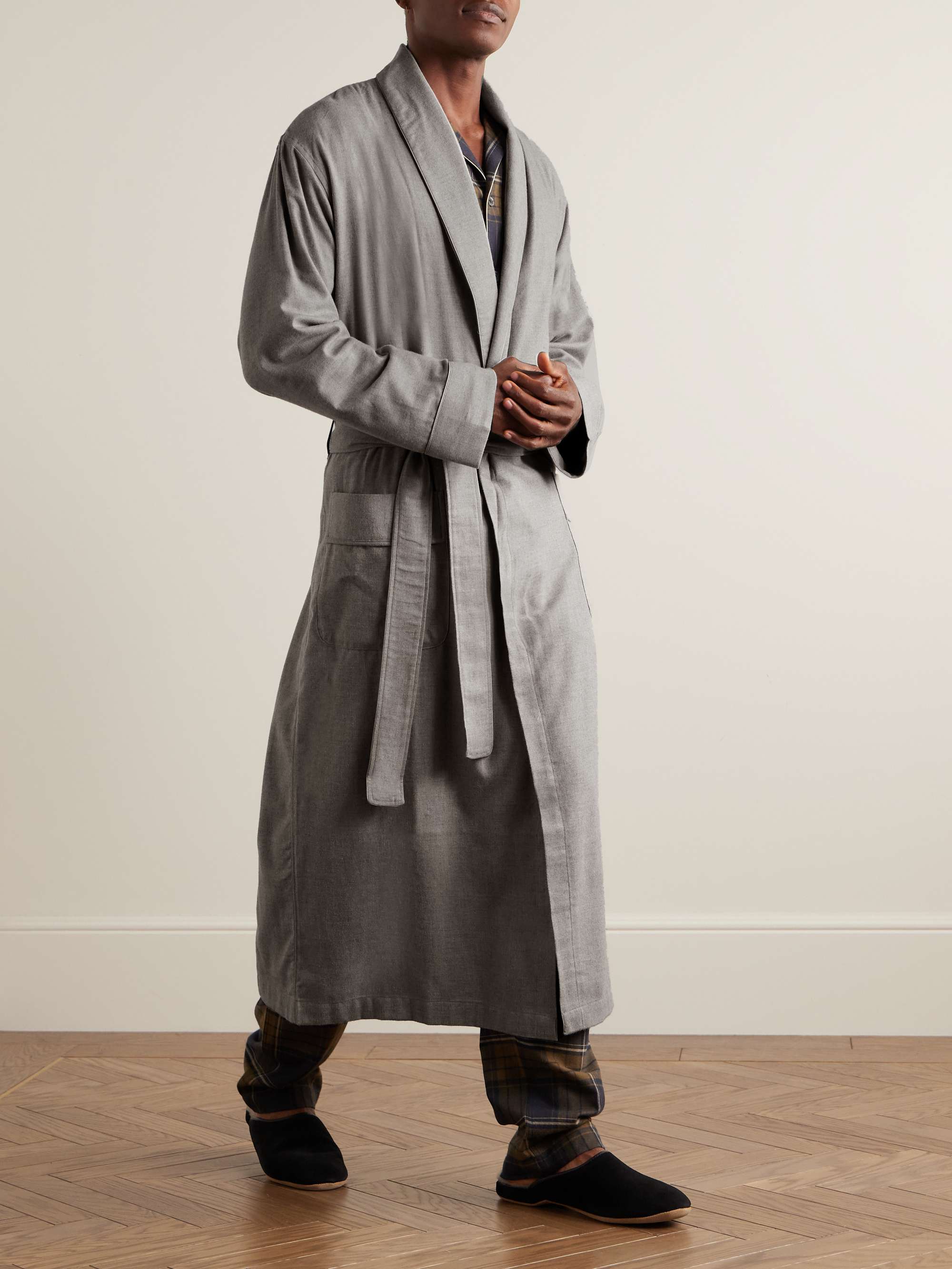 ZIMMERLI Cotton and Wool-Blend Flannel Robe for Men