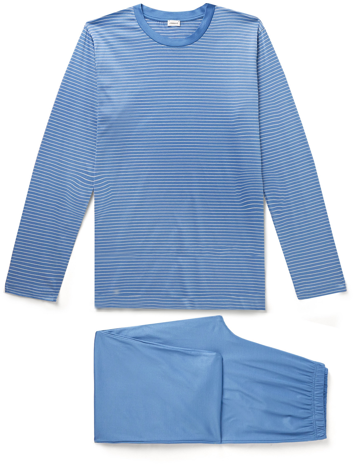 Striped Mercerised Filo di Scozia Cotton-Jersey Pyjama Set