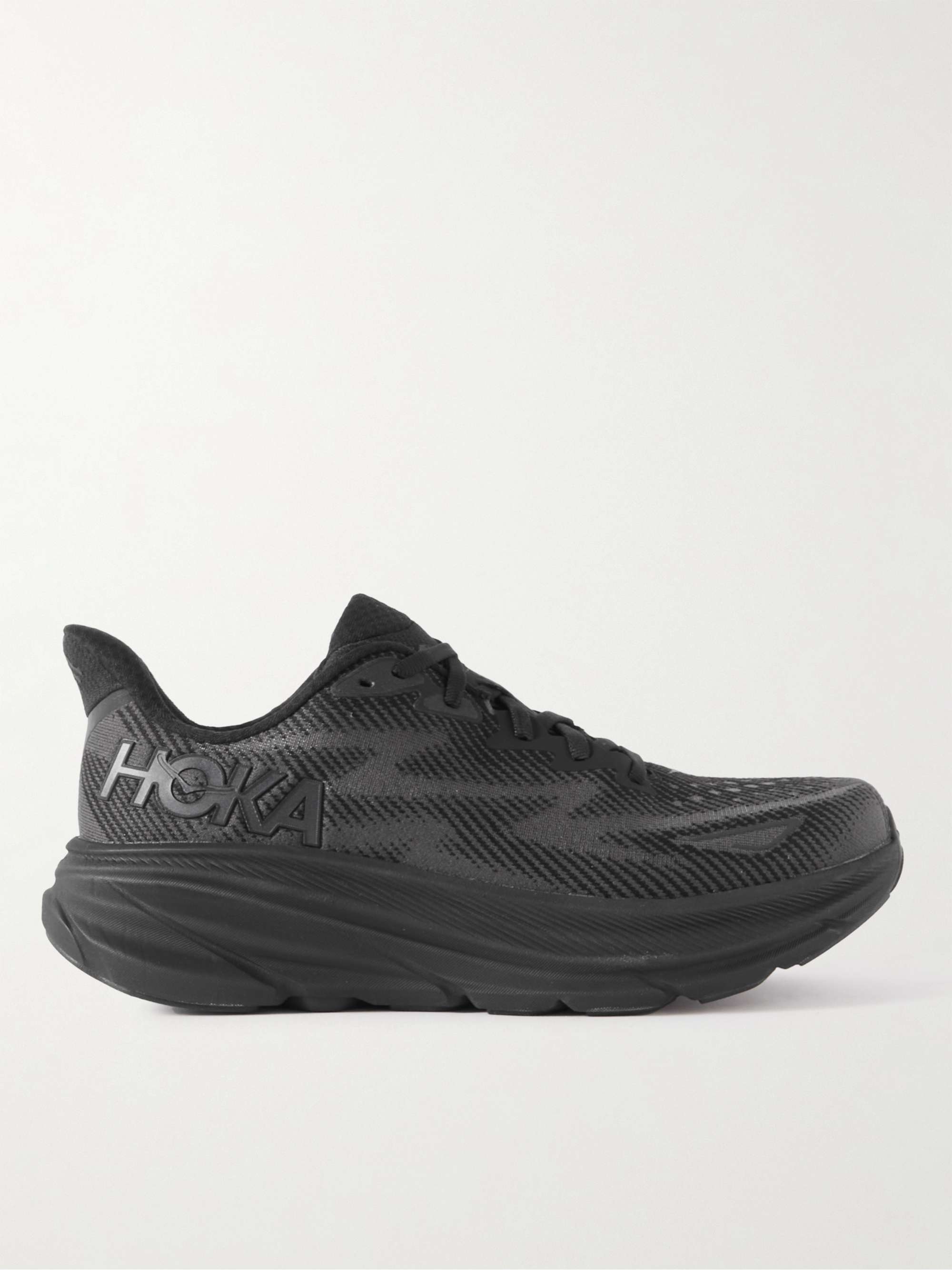 HOKA ONE ONE Clifton 9 Rubber-Trimmed Mesh Running Sneakers for Men ...