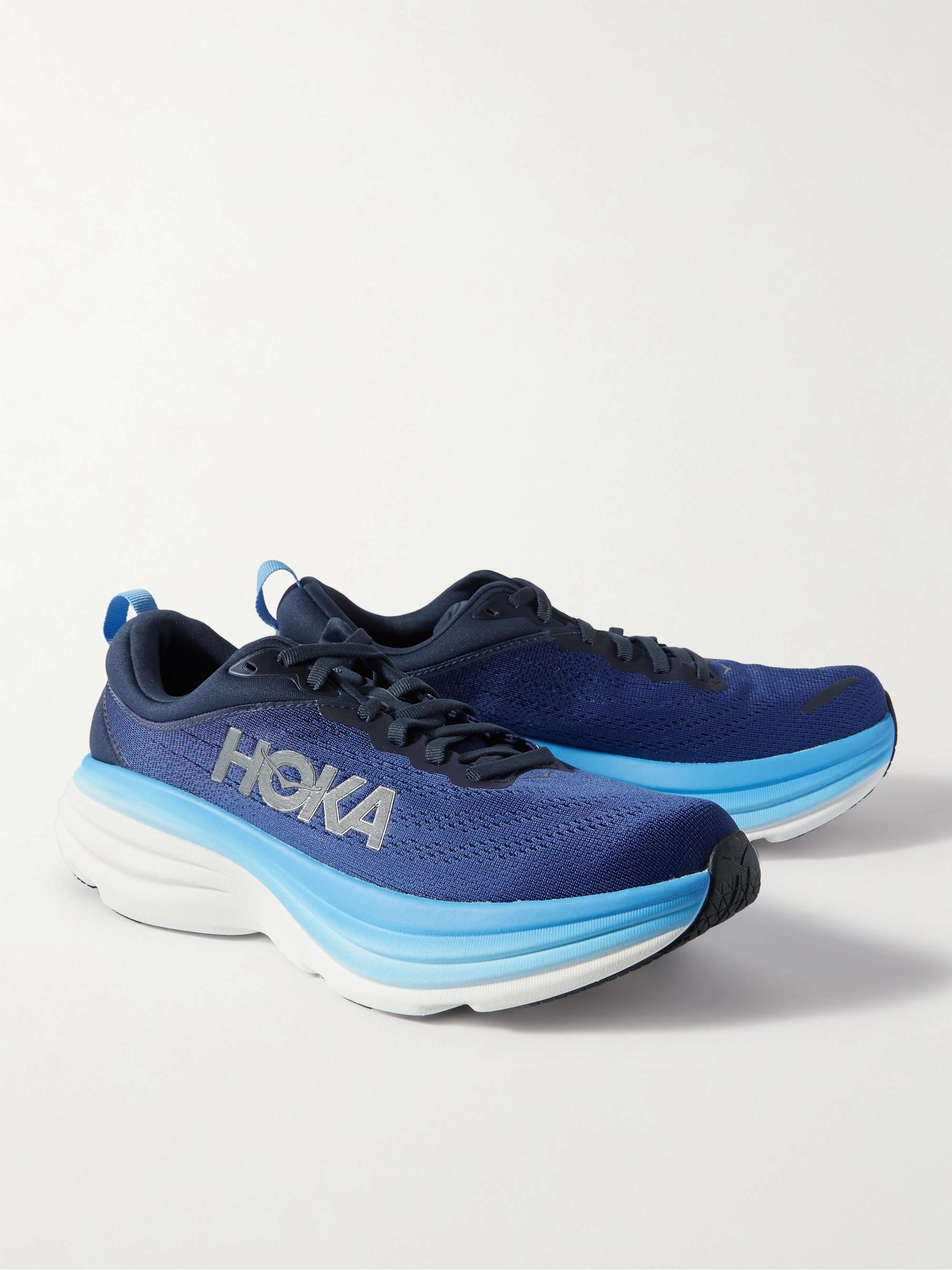 HOKA ONE ONE Bondi 8 Rubber-Trimmed Mesh Running Sneakers for Men | MR ...