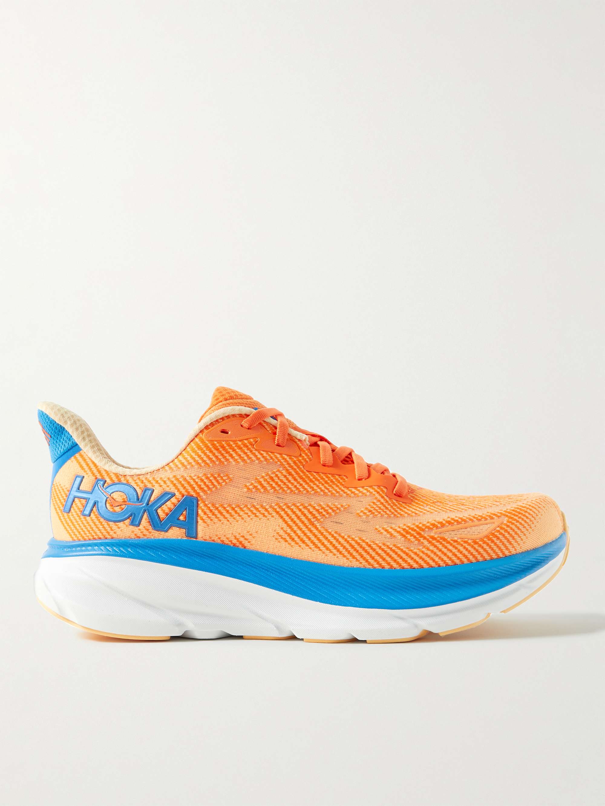 HOKA ONE ONE Clifton 9 Rubber-Trimmed Mesh Running Sneakers for Men ...