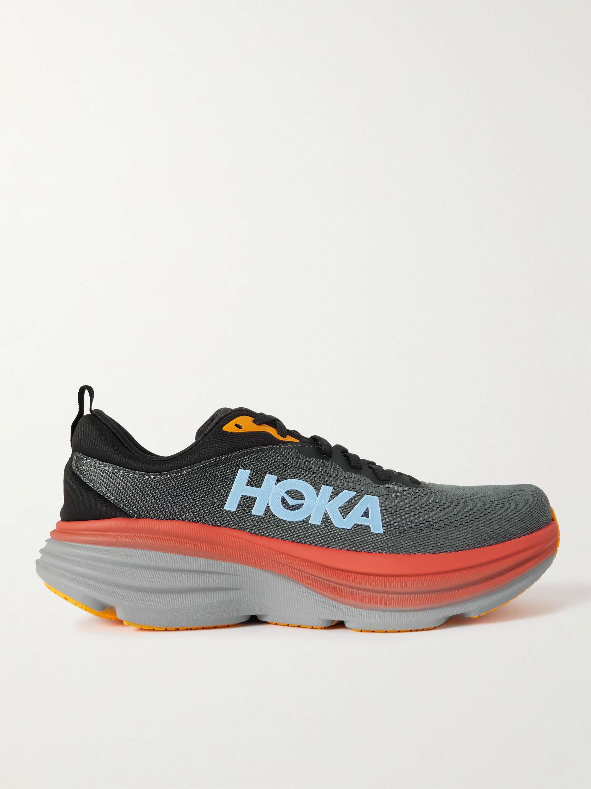 HOKA ONE ONE Bondi 8 Rubber-Trimmed Mesh Running Sneakers for Men | MR ...