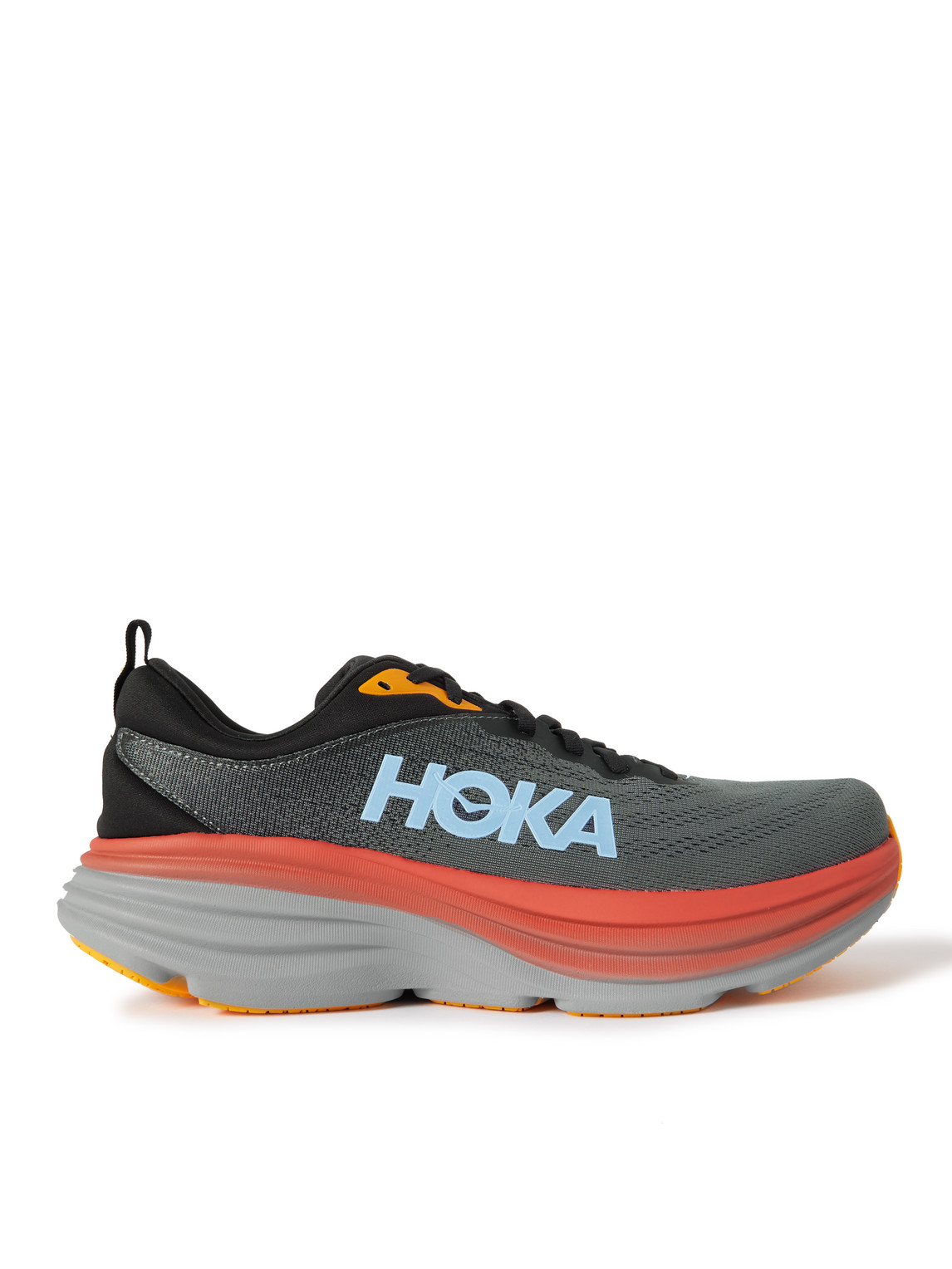 Shop Hoka One One Bondi 8 Rubber-trimmed Mesh Running Sneakers In Gray