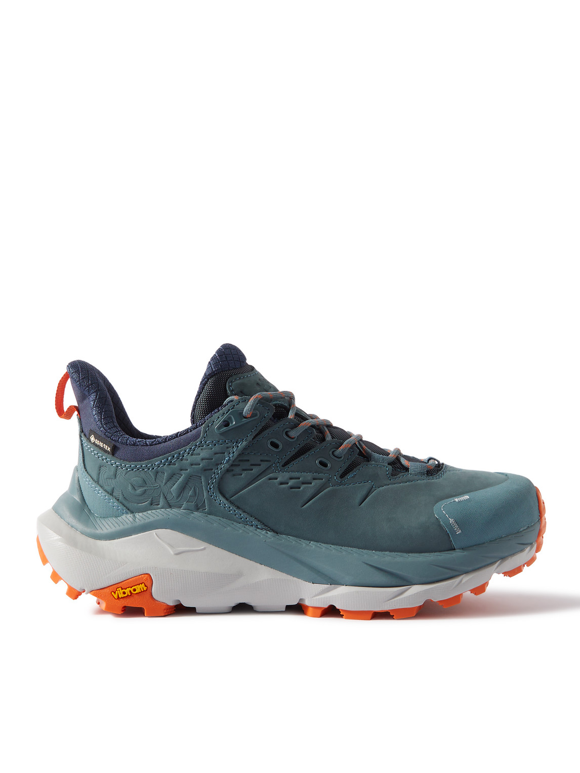 Hoka One One Kaha 2 Low Mesh-trimmed Nubuck And Gore-tex® Trainers In Blue