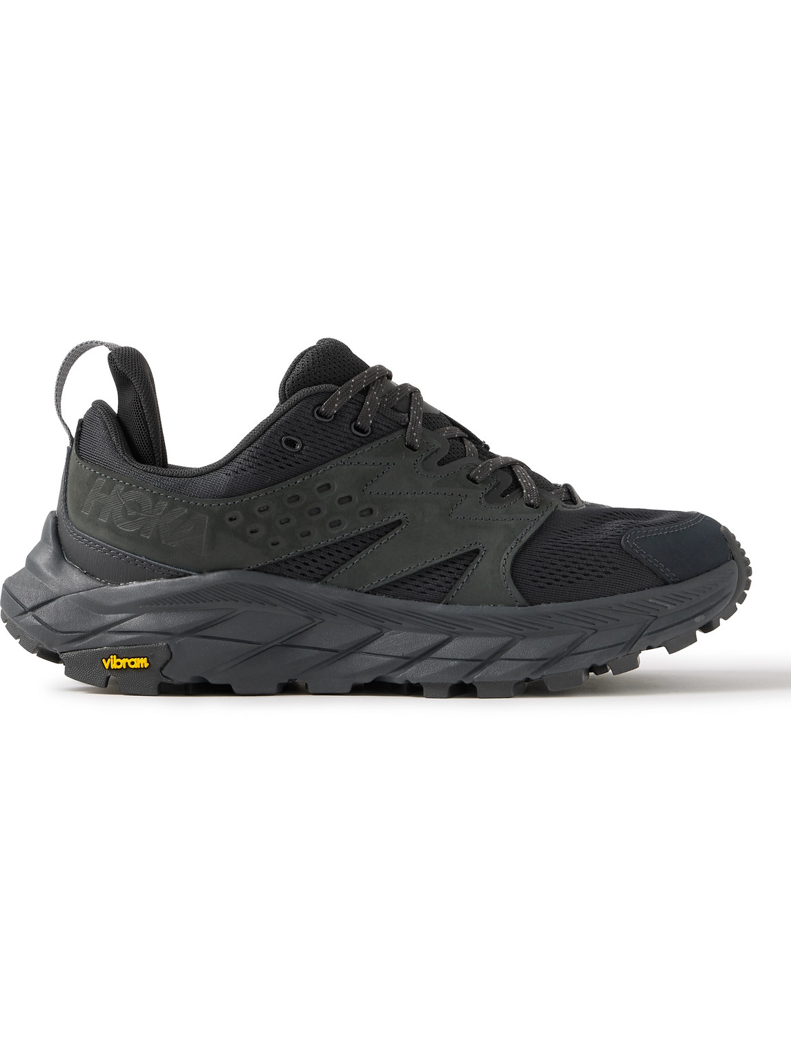 Hoka One One Anacapa Breeze Suede-trimmed Mesh Running Trainers In Black