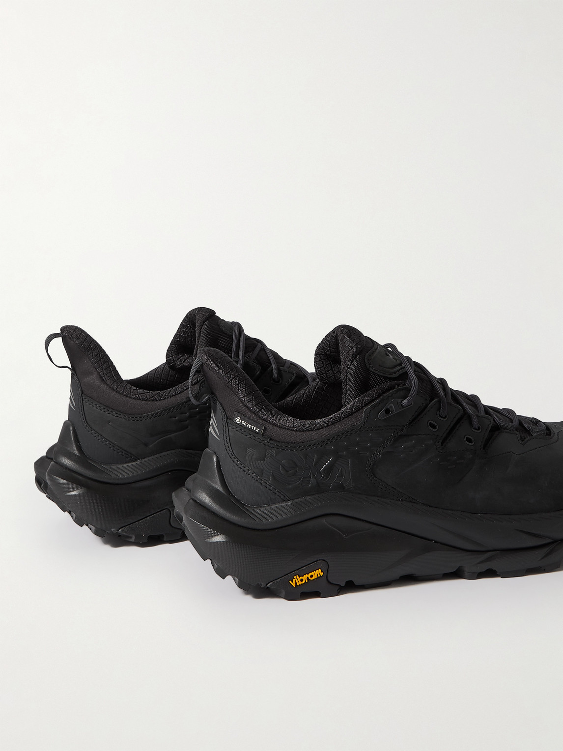 Shop Hoka One One Kaha 2 Low Mesh-trimmed Nubuck And Gore-tex® Sneakers In Black