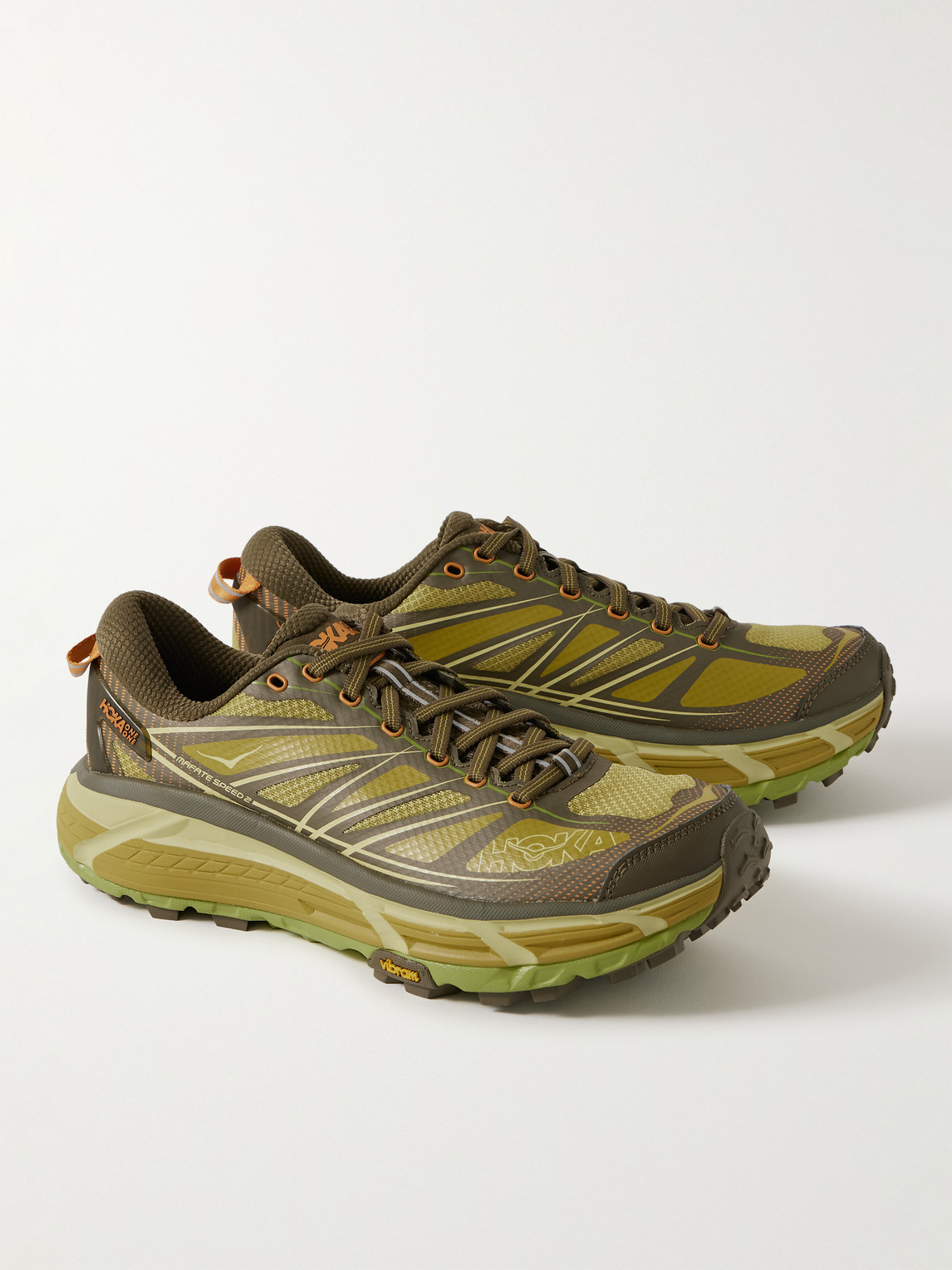 Shop Hoka One One Mafate Speed 2 Rubber And Mesh Running Sneakers In Green