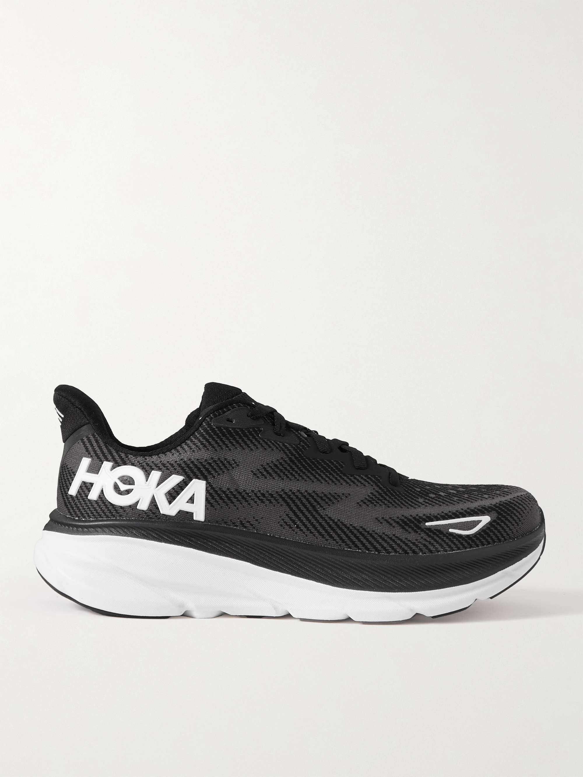 HOKA ONE ONE Clifton 9 Rubber-Trimmed Mesh Running Sneakers for Men ...