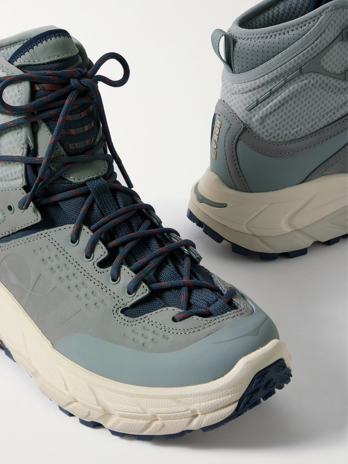 Shop Hoka One One Tor Ultra Hi Rubber-trimmed Gore-tex® And Leather Hiking Boots In Gray