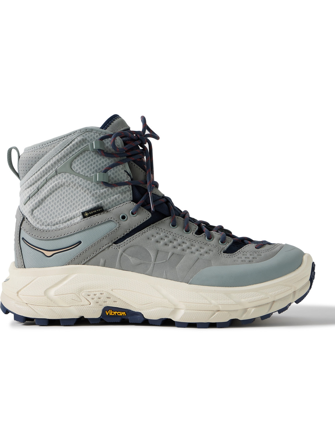 Hoka One One Tor Ultra Hi Rubber-trimmed Gore-tex® And Leather Hiking Boots In Gray