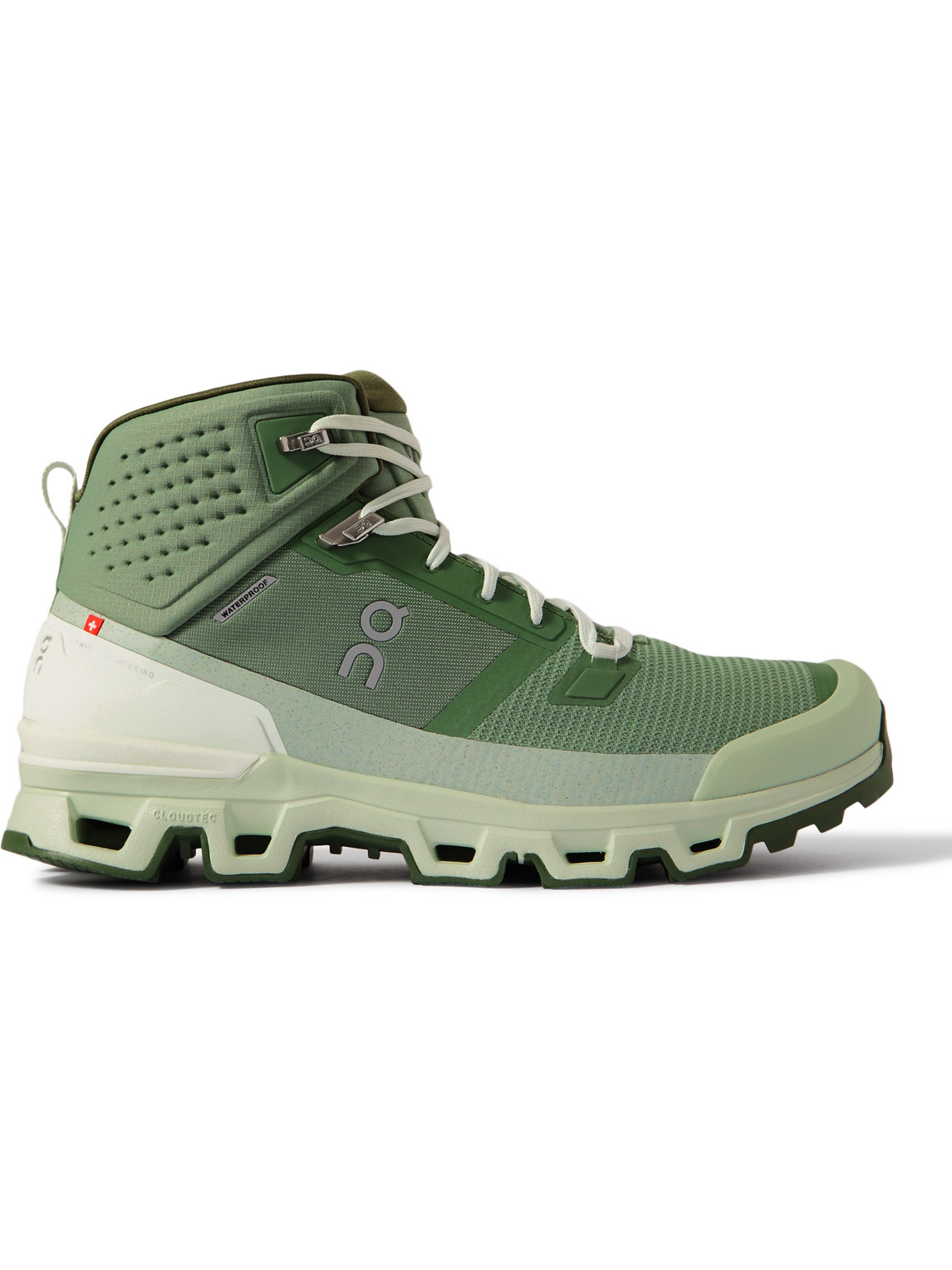On Cloudrock 2 Waterproof Rubber-trimmed Mesh Hiking Boots In Green