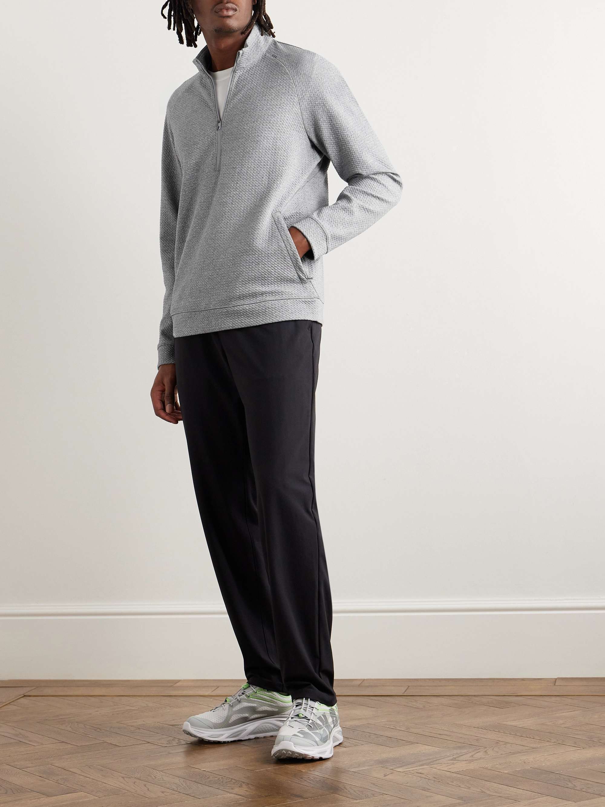 Textured Cotton-Blend Jersey Half-Zip Sweater