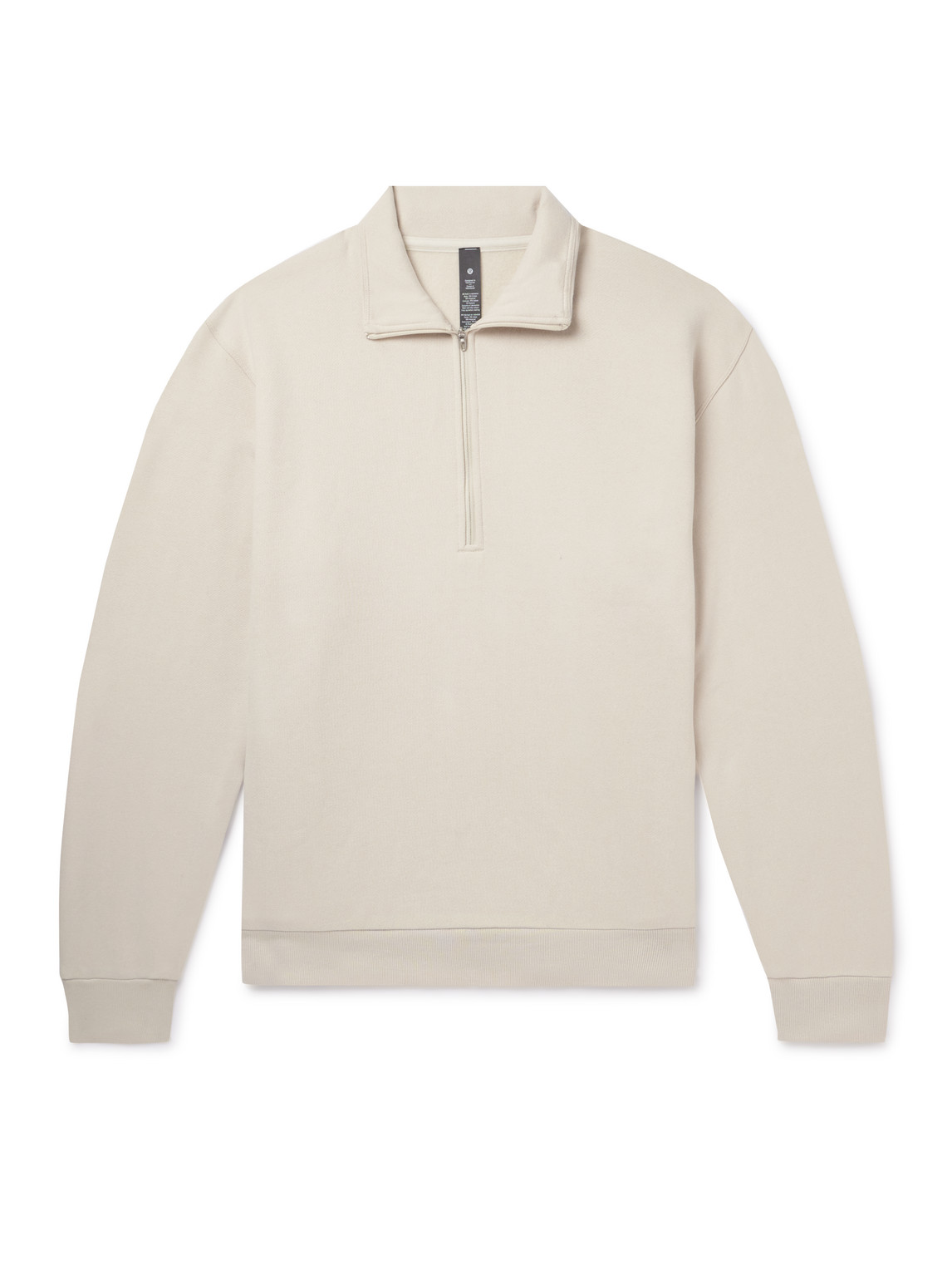 Shop Lululemon Steady State Cotton-blend Jersey Half-zip Sweatshirt In Neutrals